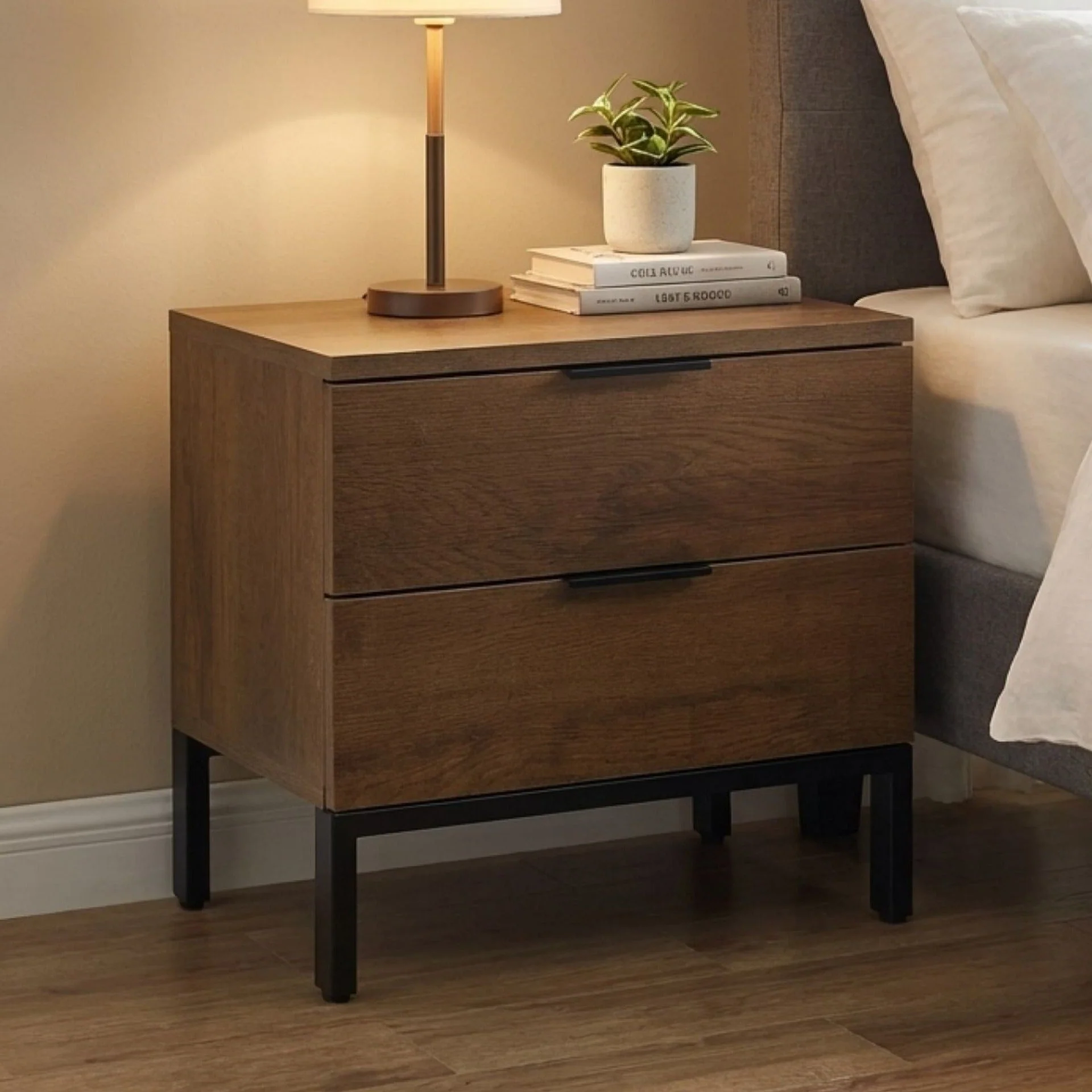 Ocala Wooden Bedside Table - Walnut - Image 7