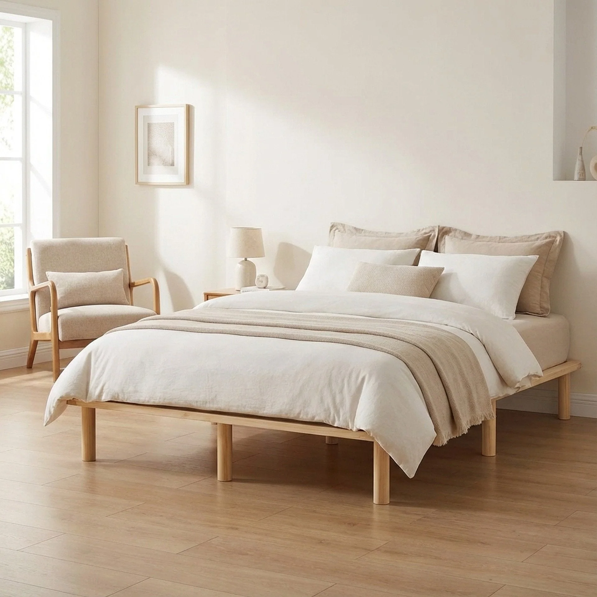 Ohio Double Wooden Bed Base - Natural