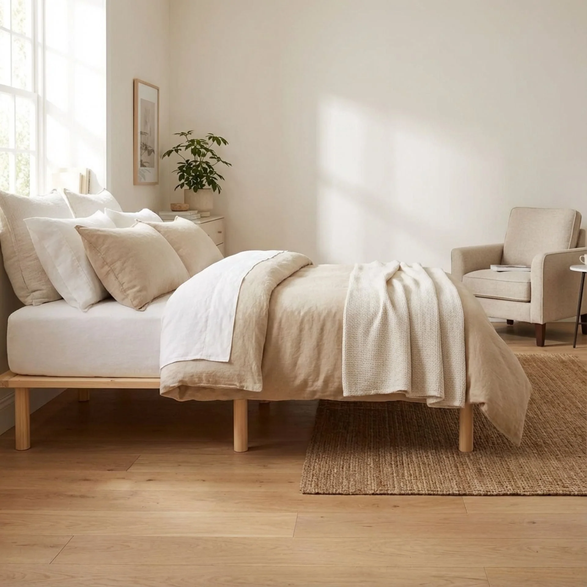 Ohio Double Wooden Bed Base - Natural - Image 3