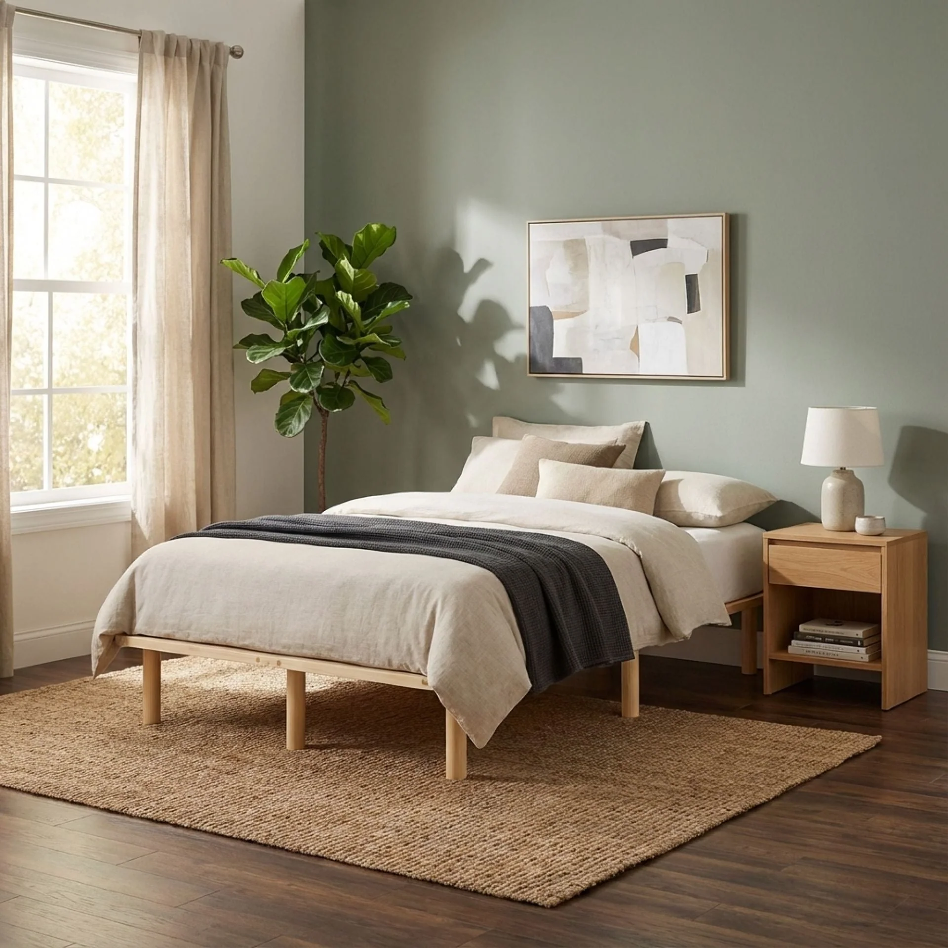 Ohio King Single Wooden Bed Base - Natural - Image 2