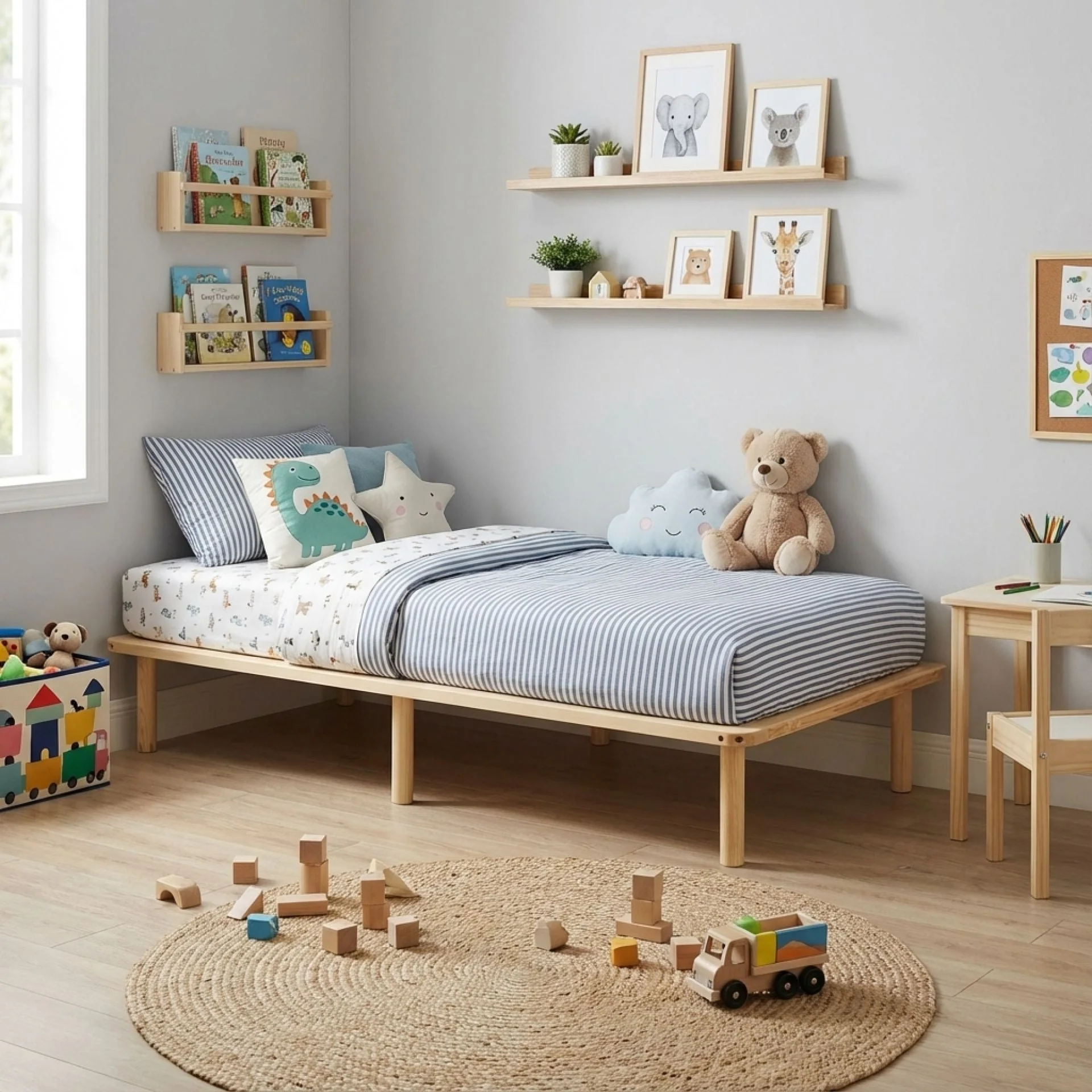 Ohio Single Wooden Bed Base - Natural - Image 2