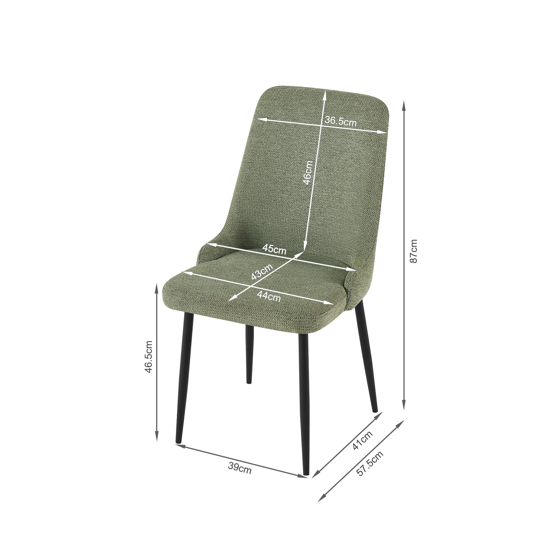 Oliro Linen Dining Chair - Set of 4 - Dark Green - Image 10