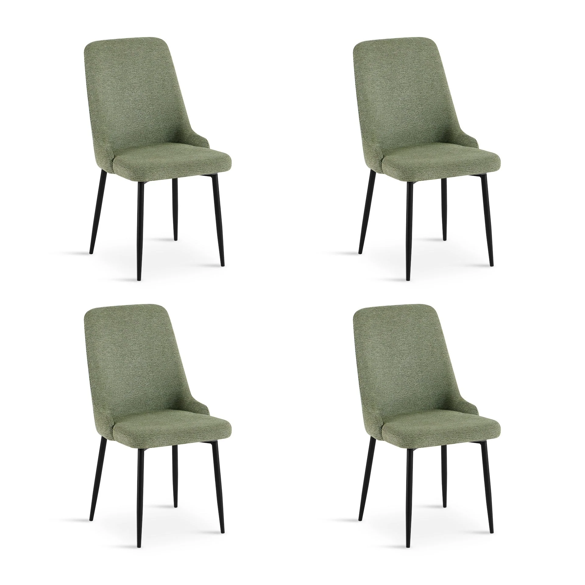 Oliro Linen Dining Chair - Set of 4 - Dark Green - Image 5