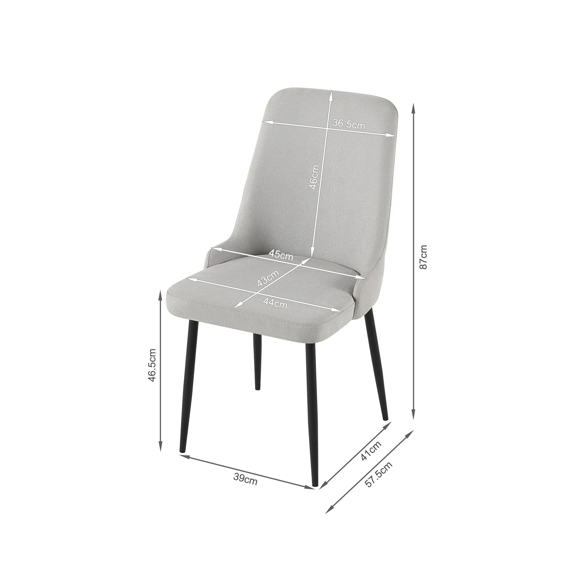 Oliro Linen Dining Chair - Set of 4 - Light Grey - Image 10