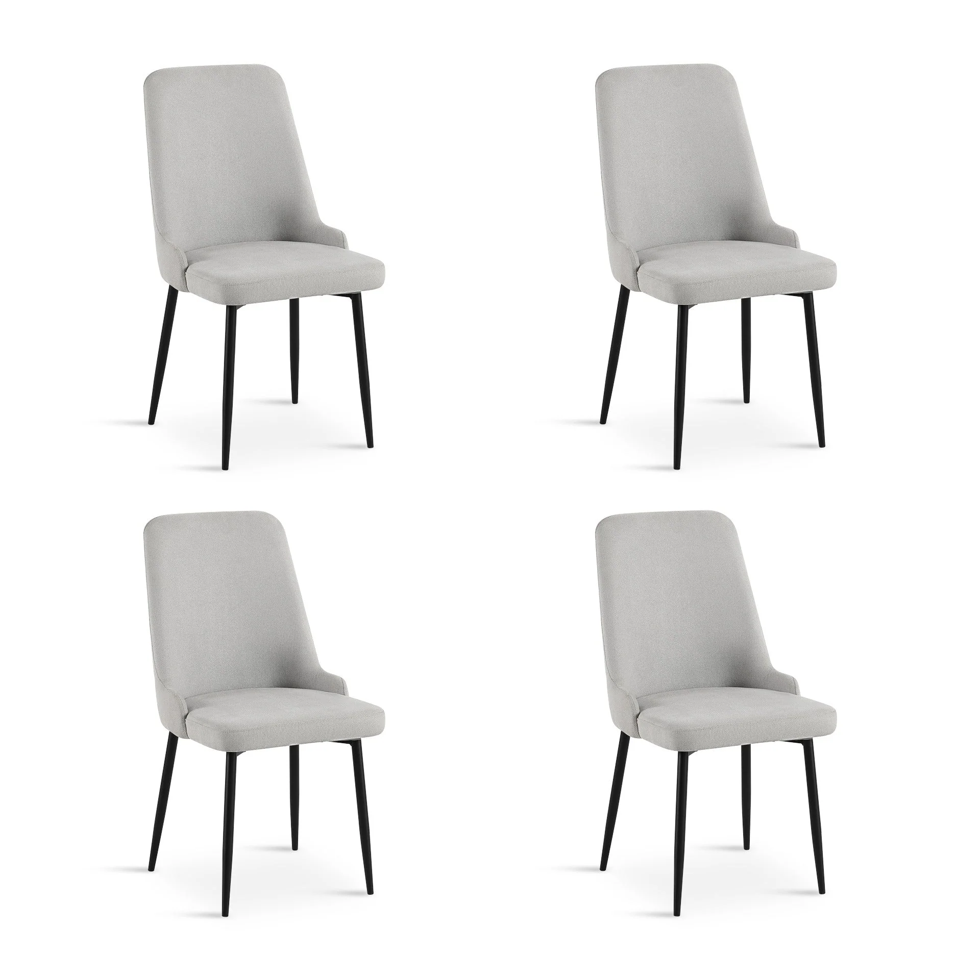 Oliro Linen Dining Chair - Set of 4 - Light Grey - Image 5