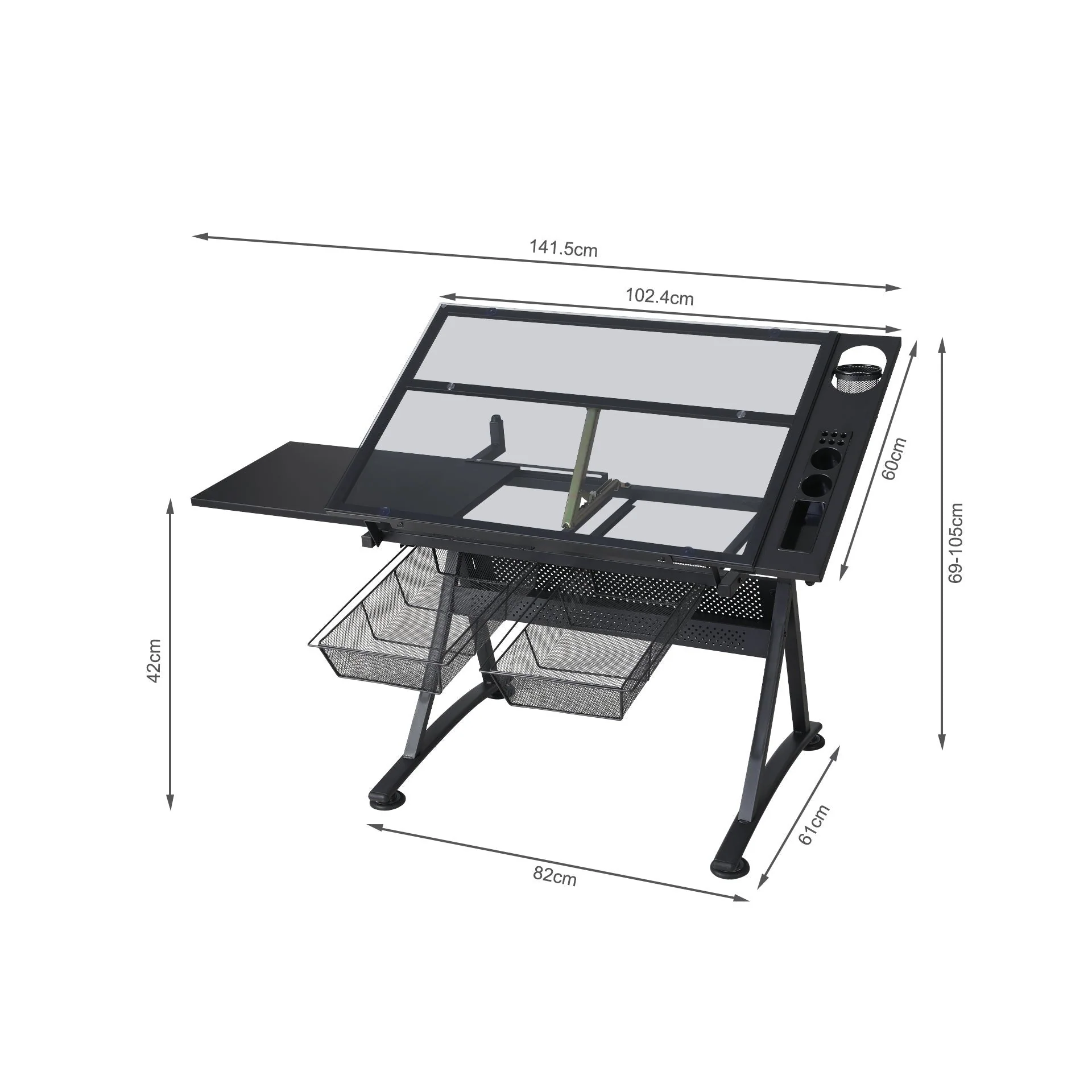 Oliver Height Adjustable Drafting Table - Black - Image 13
