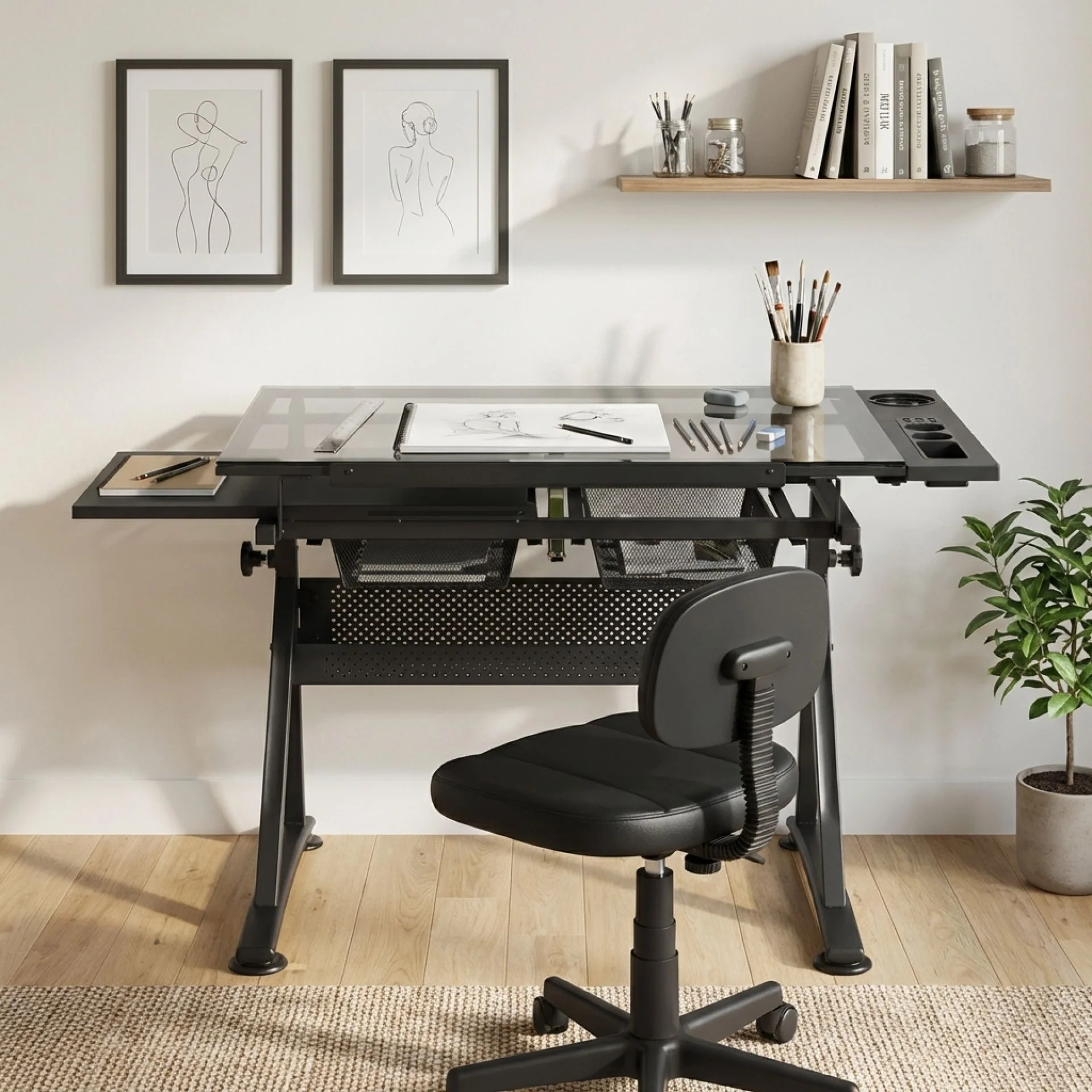 Oliver Height Adjustable Drafting Table - Black - Image 5