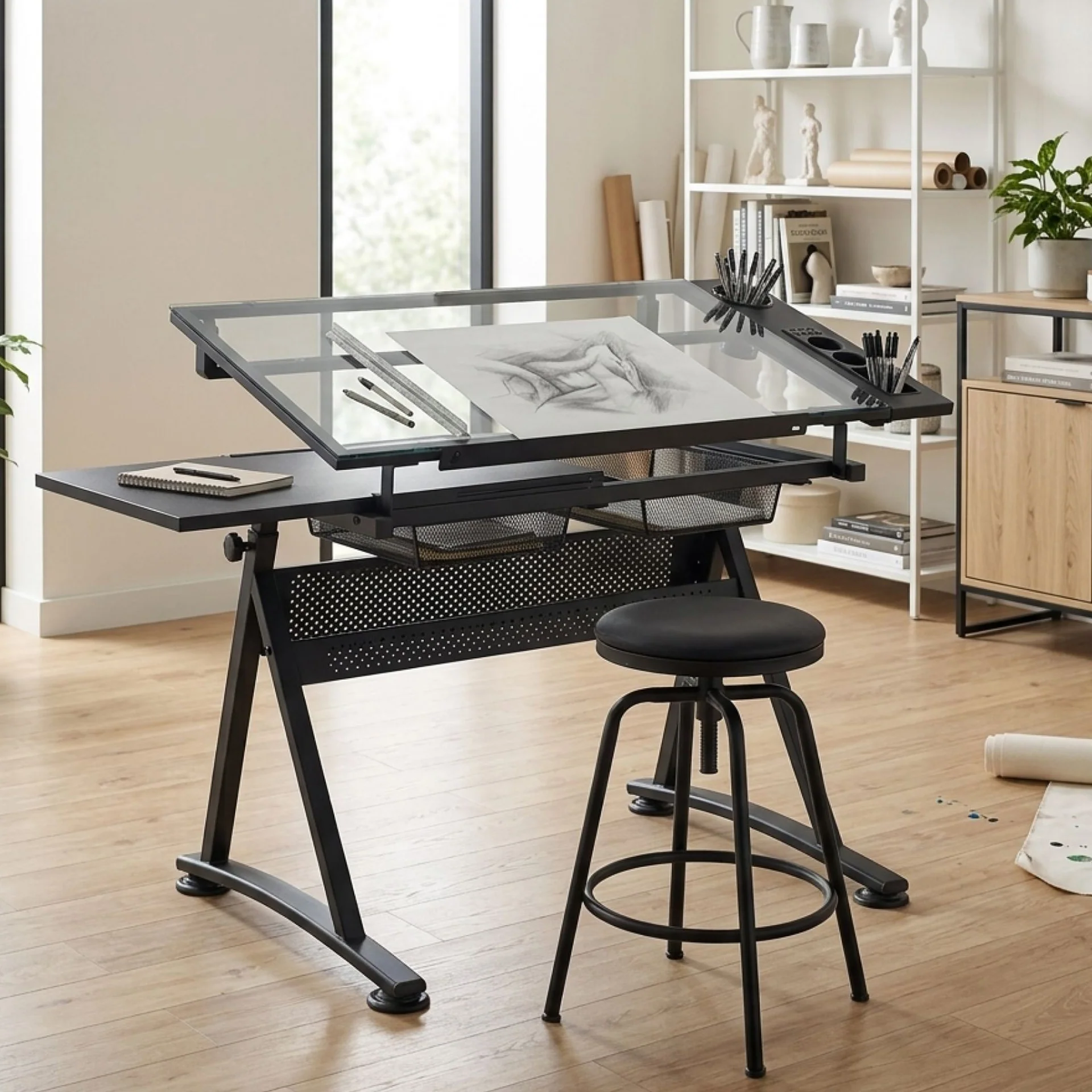 Oliver Height Adjustable Drafting Table - Black - Image 6