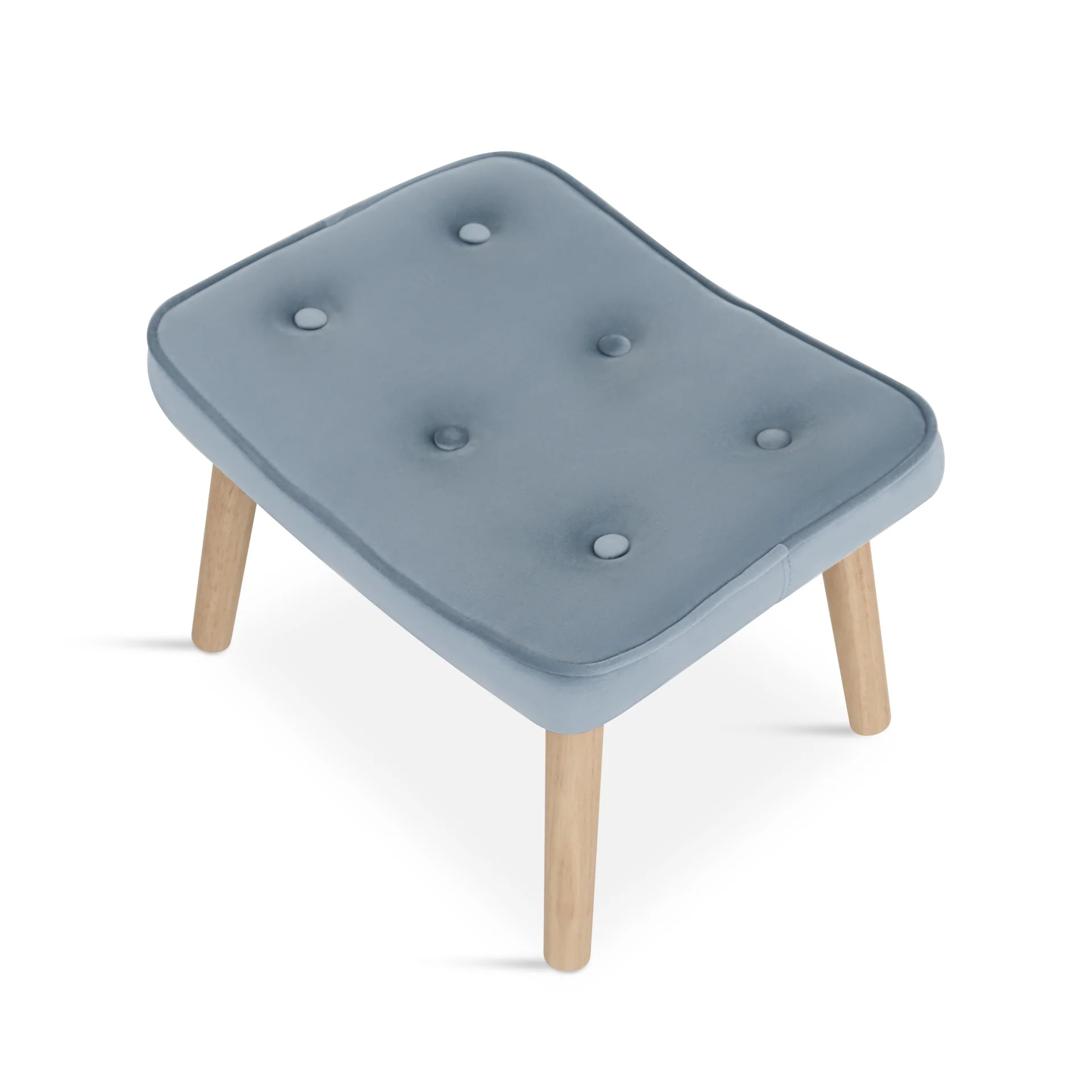 Olivia Velvet Armchair with Ottoman - Blue - Image 10