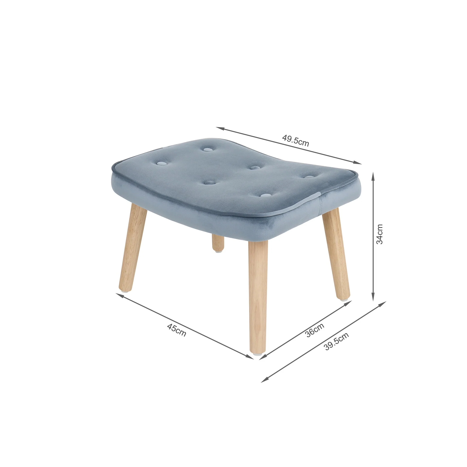 Olivia Velvet Armchair with Ottoman - Blue - Image 11