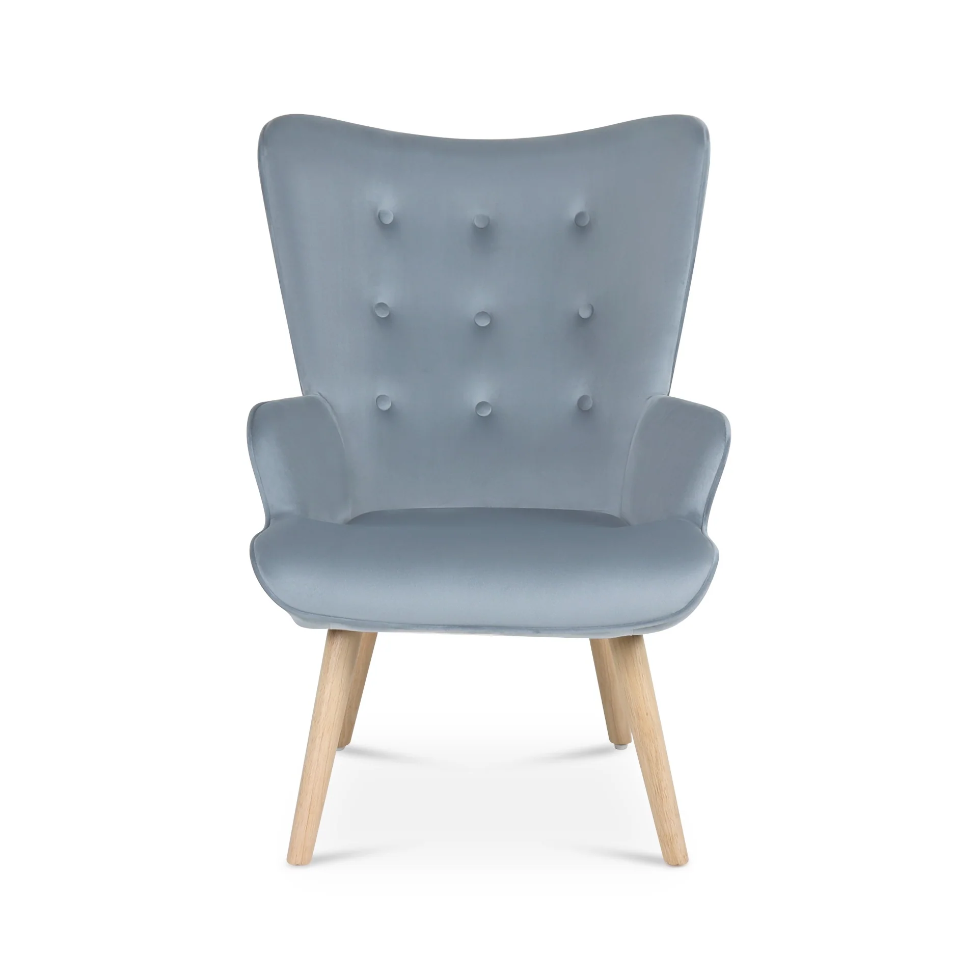 Olivia Velvet Armchair with Ottoman - Blue - Image 7