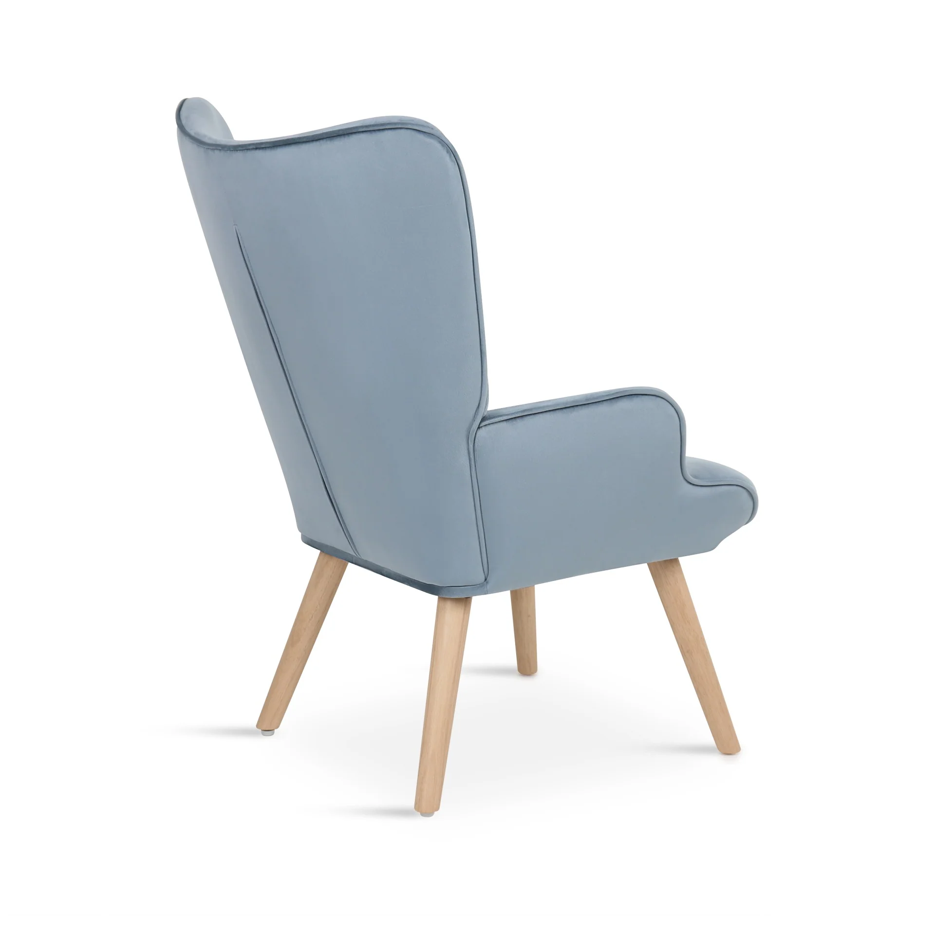 Olivia Velvet Armchair with Ottoman - Blue - Image 8