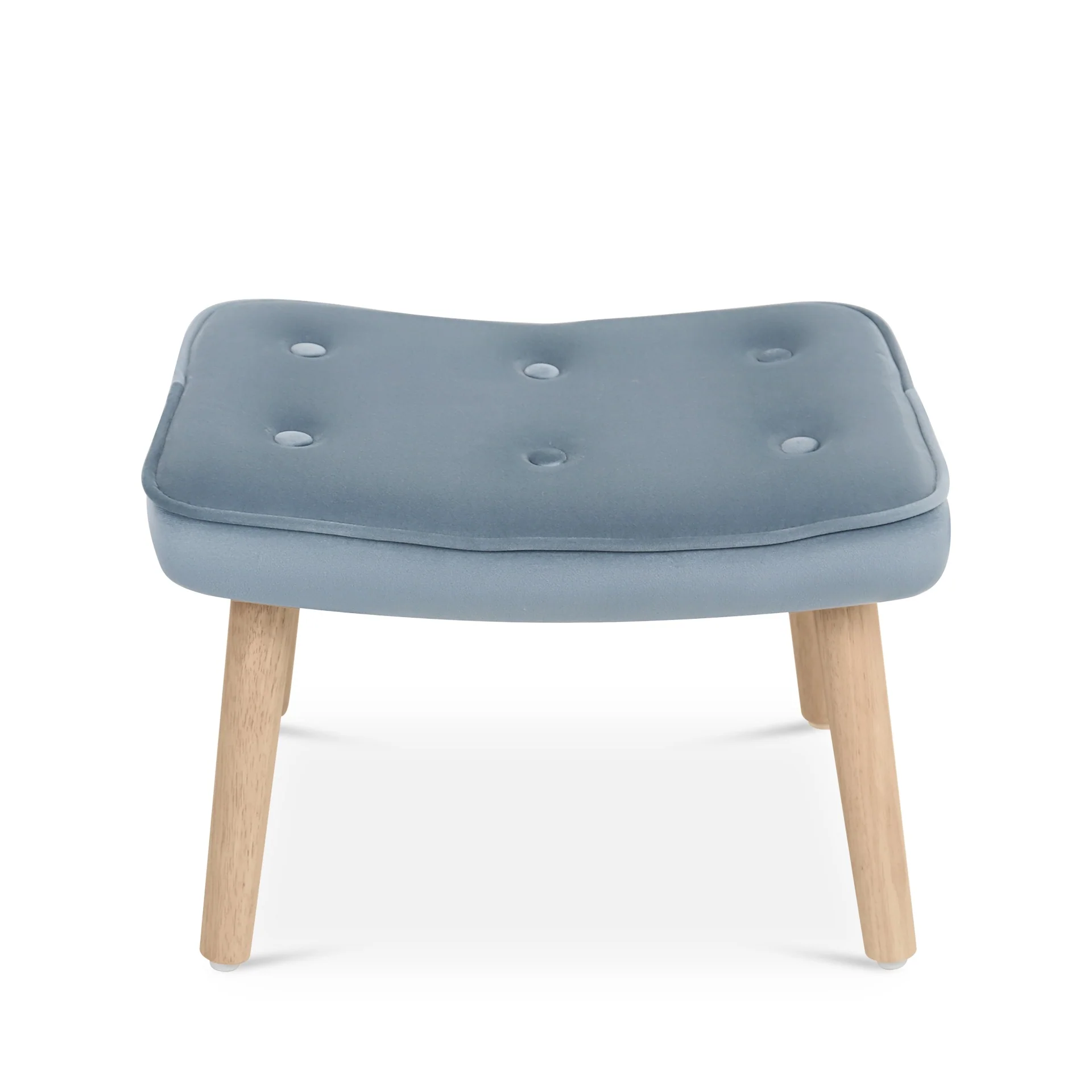 Olivia Velvet Armchair with Ottoman - Blue - Image 9