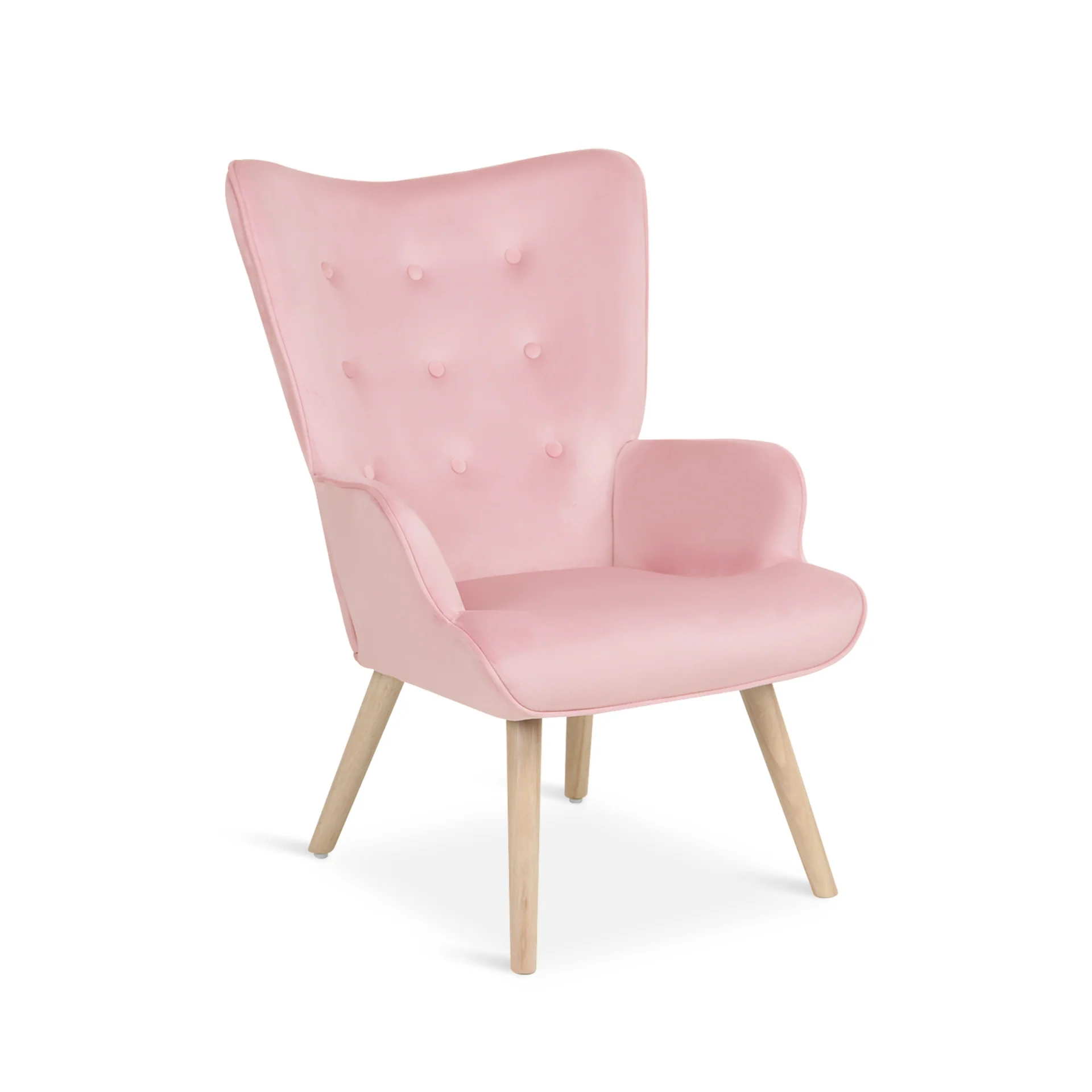 Olivia Velvet Armchair with Ottoman - Pink - Image 12
