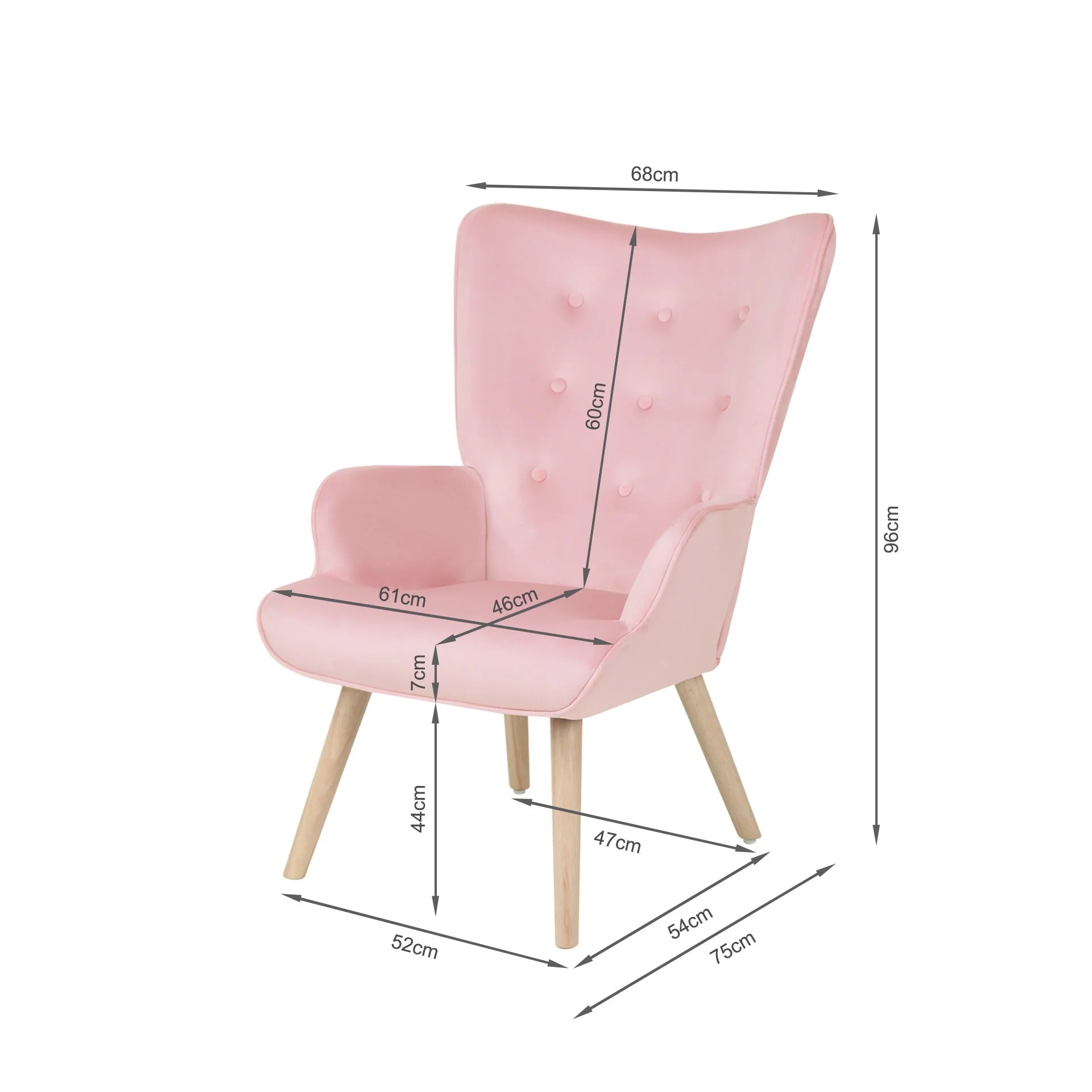 Olivia Velvet Armchair with Ottoman - Pink - Image 15