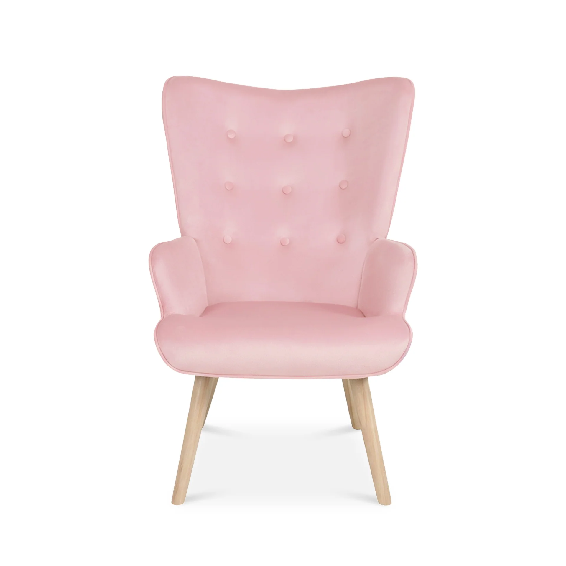 Olivia Velvet Armchair with Ottoman - Pink - Image 9