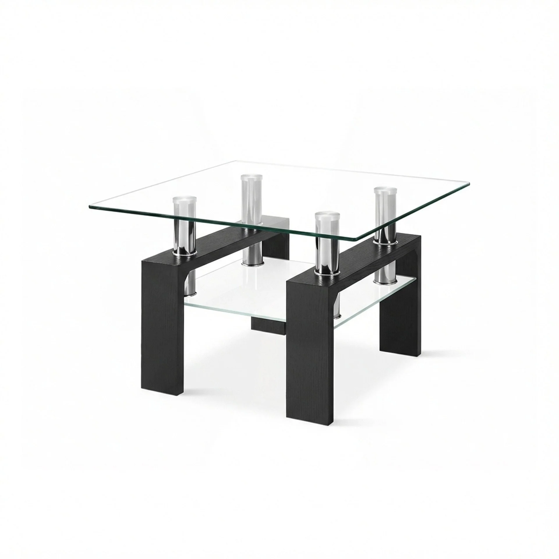 Ollie Tempered Glass Square Side Table 64 x 64cm - Black - Image 10