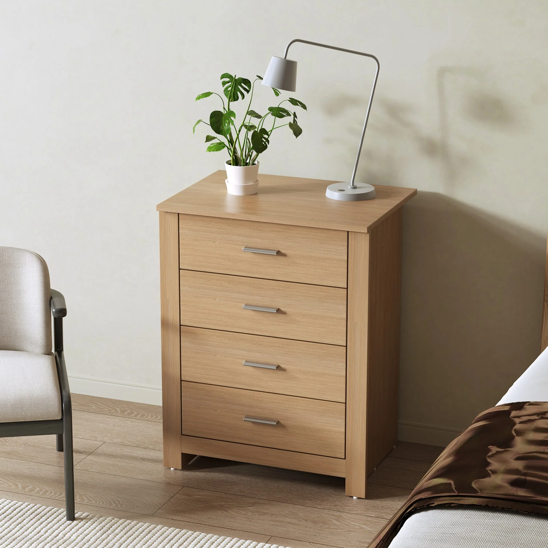 Olsen 4 Drawers Tallboy - Oak - Image 3