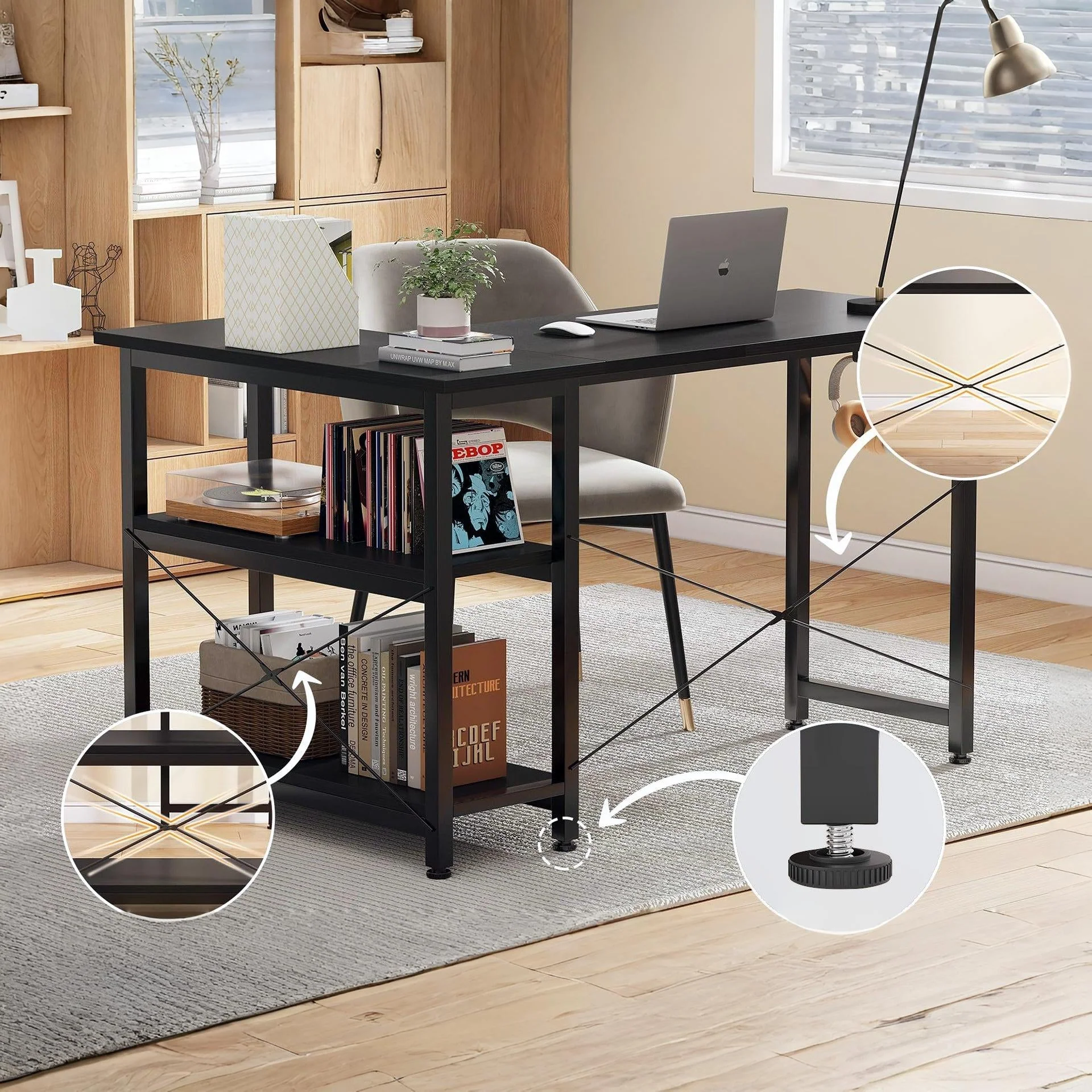 Omar Computer Corner Desk - Black - Image 3