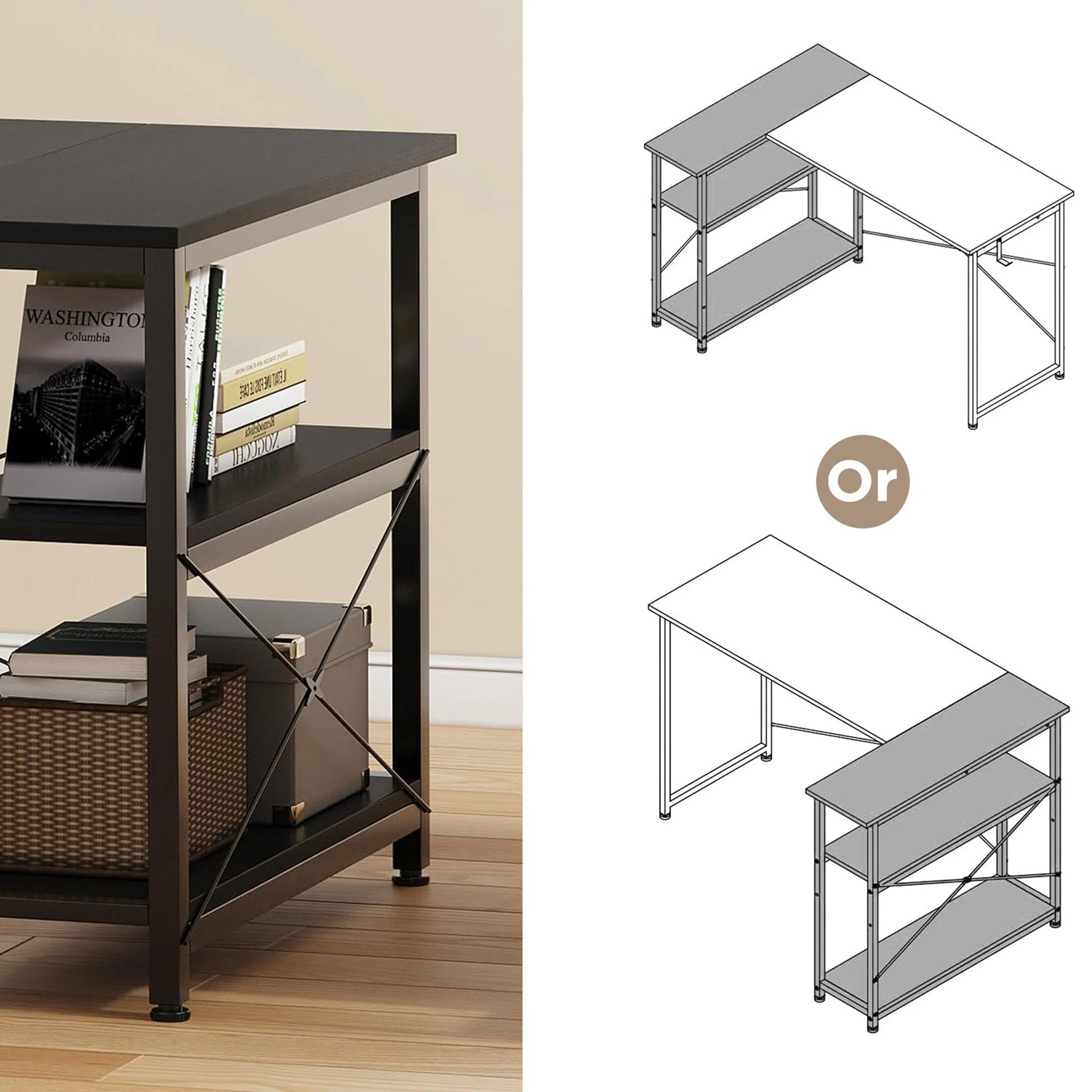 Omar Computer Corner Desk - Black - Image 5