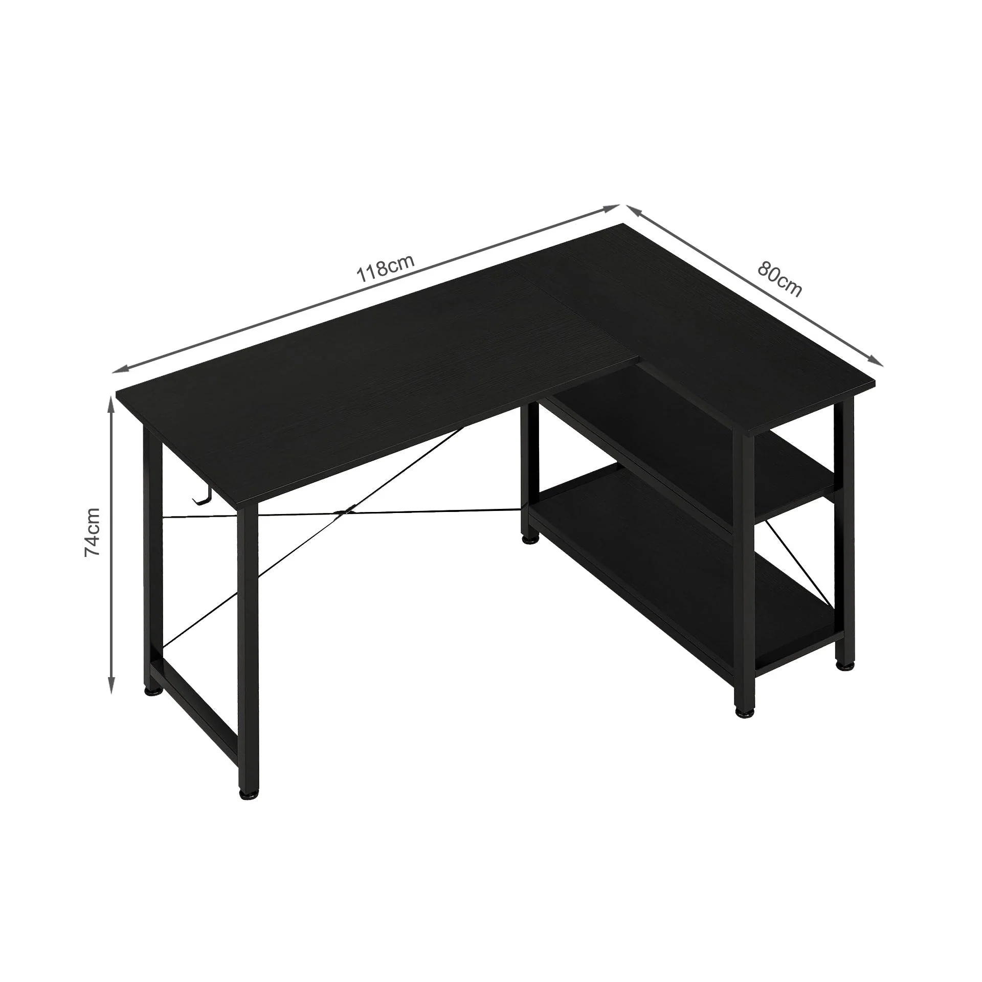 Omar Computer Corner Desk - Black - Image 6