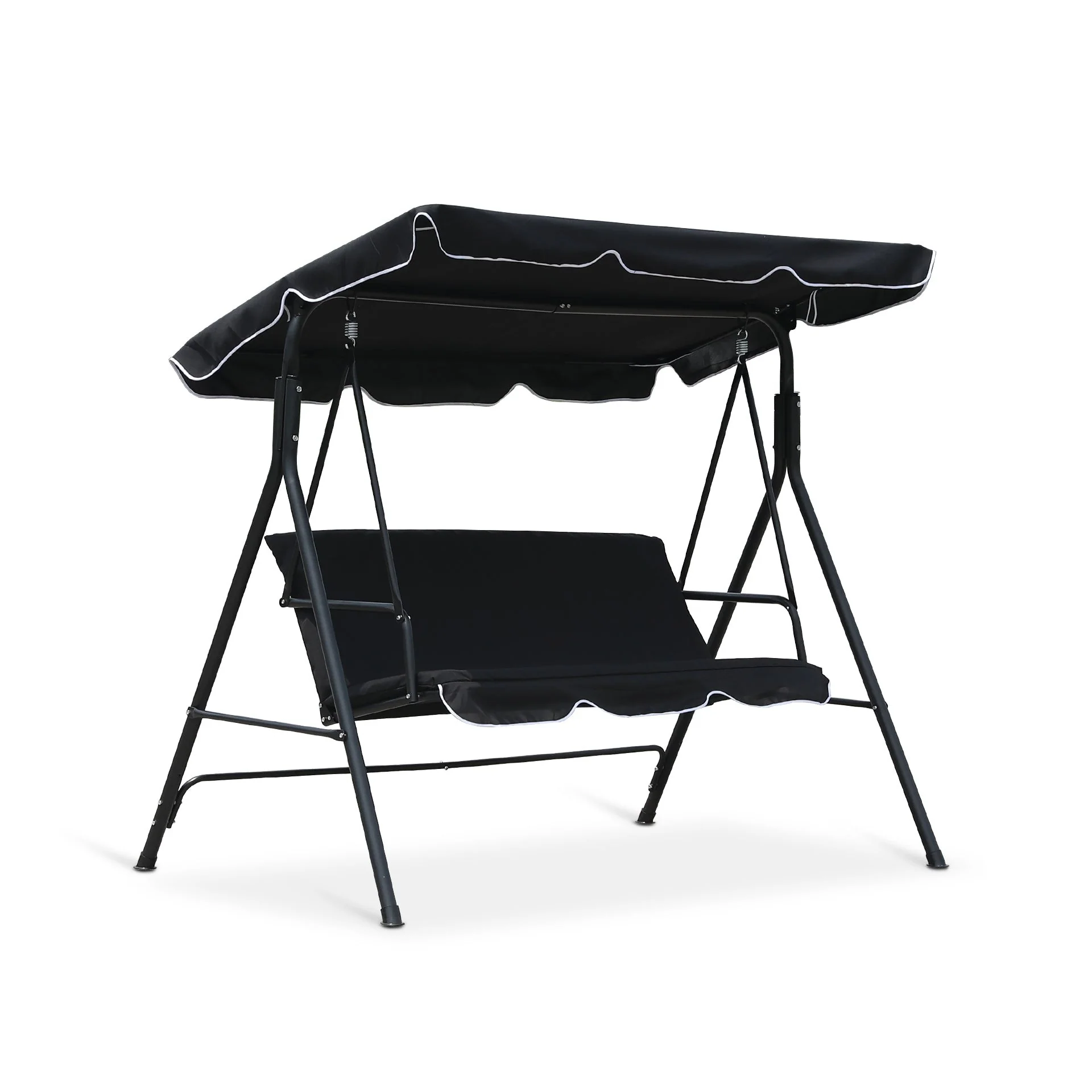 Outdoor Patio Garden 3 Seater Swing Seat Chair - Black - Image 3