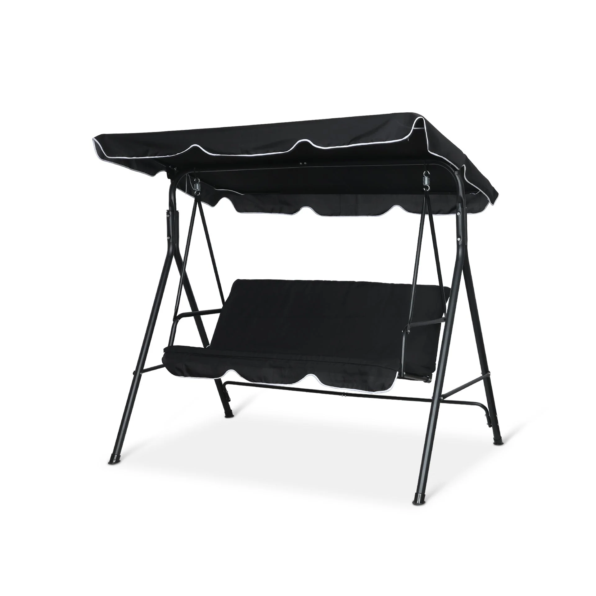 Outdoor Patio Garden 3 Seater Swing Seat Chair - Black - Image 5