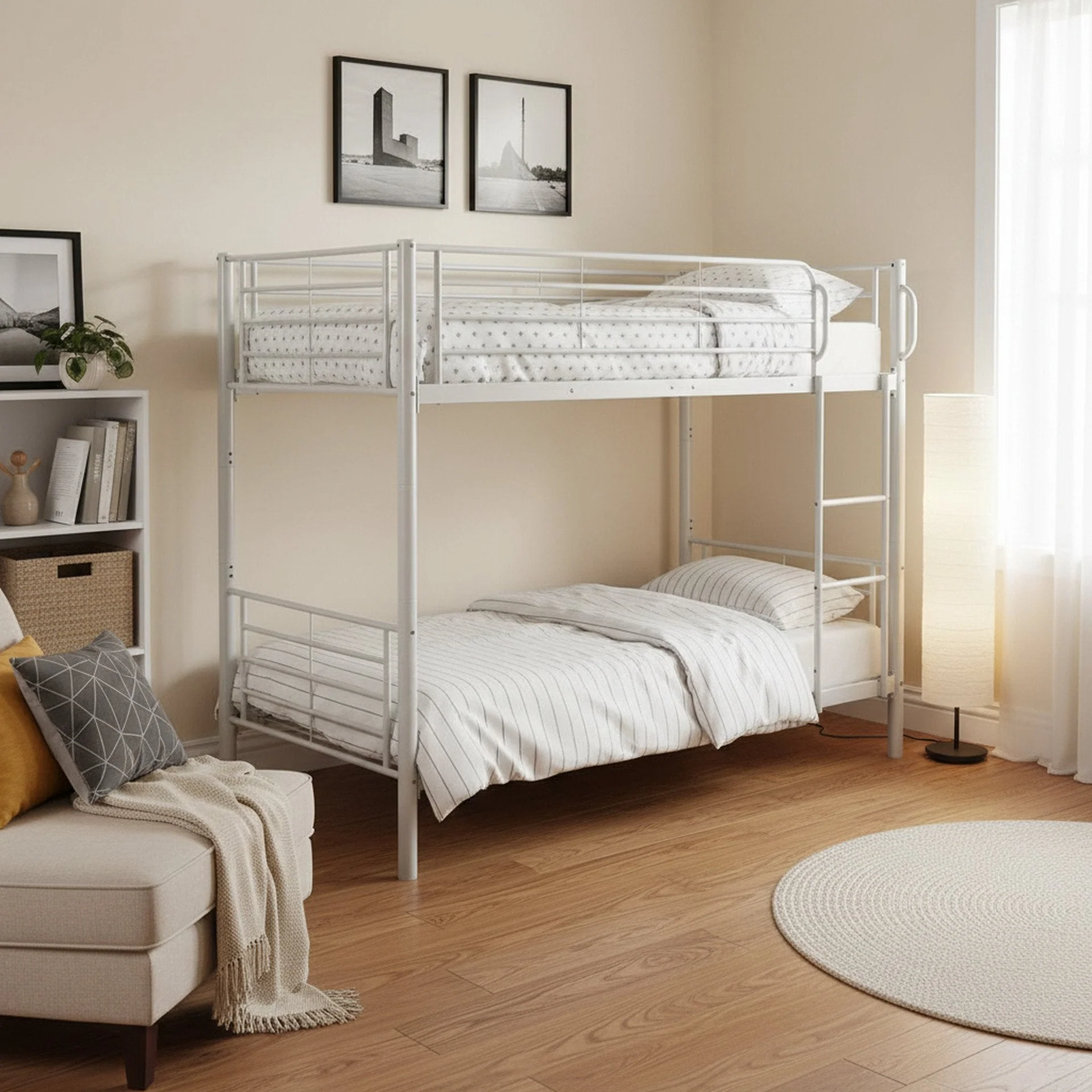 Owen Single Metal Bunk Bed Frame - White