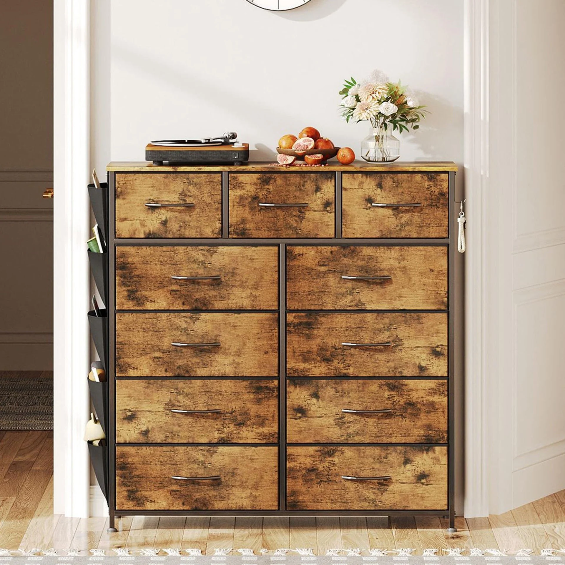 Paisley 11 Drawers Tallboy with Storage Bag - Rustic Brown - Image 2