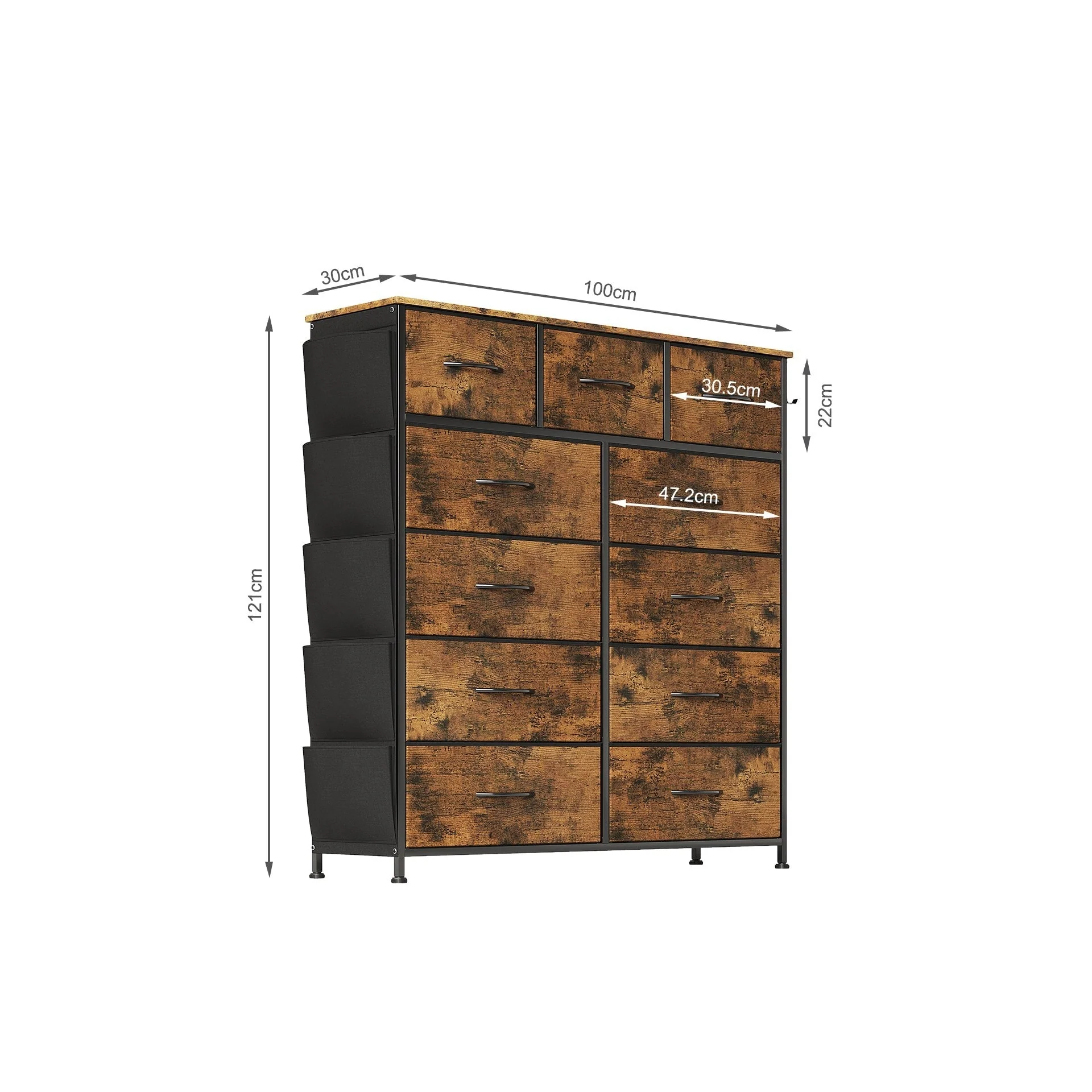 Paisley 11 Drawers Tallboy with Storage Bag - Rustic Brown - Image 8