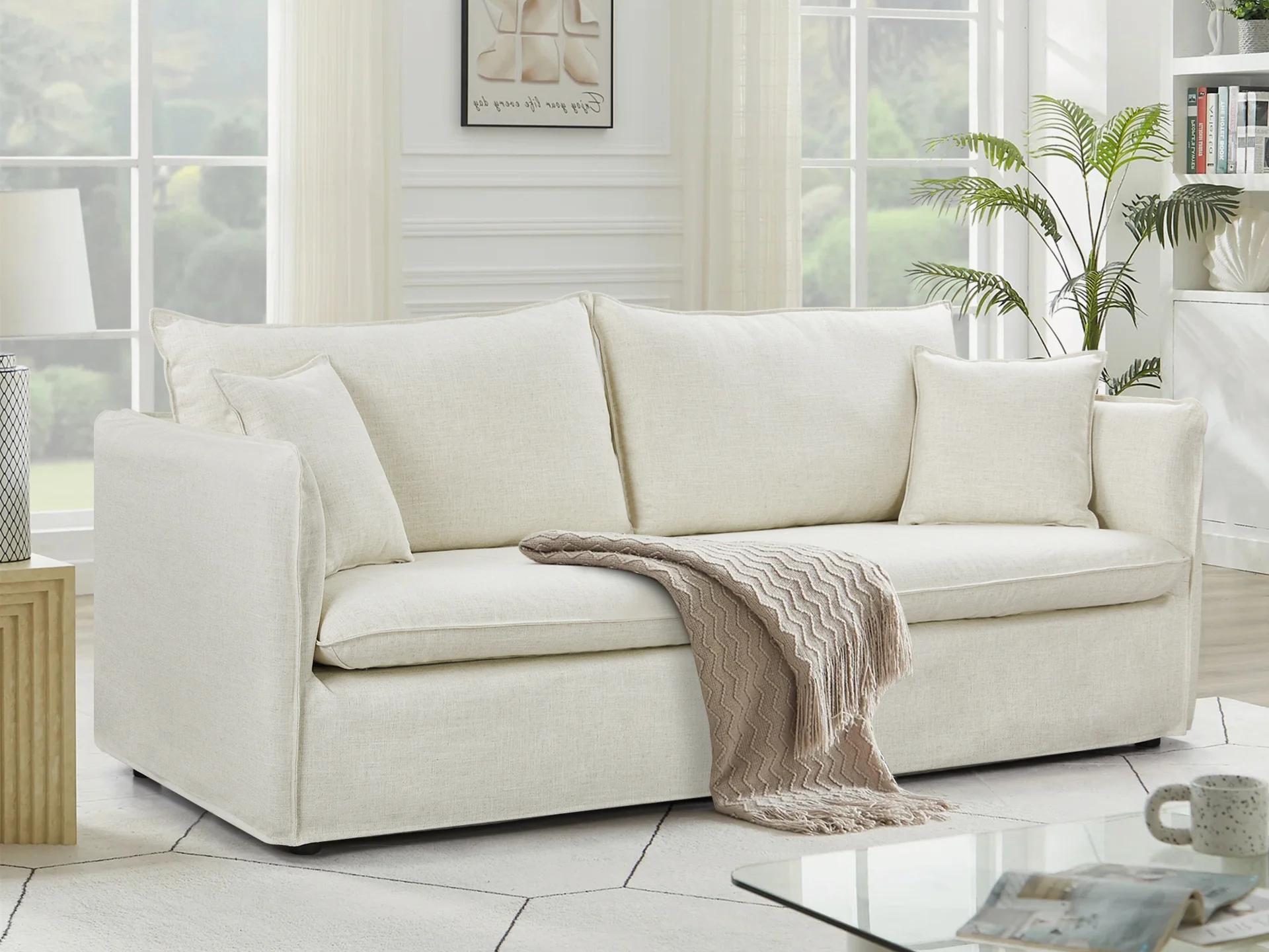 Palmer 3 Seater Sofa - Beige - Image 2