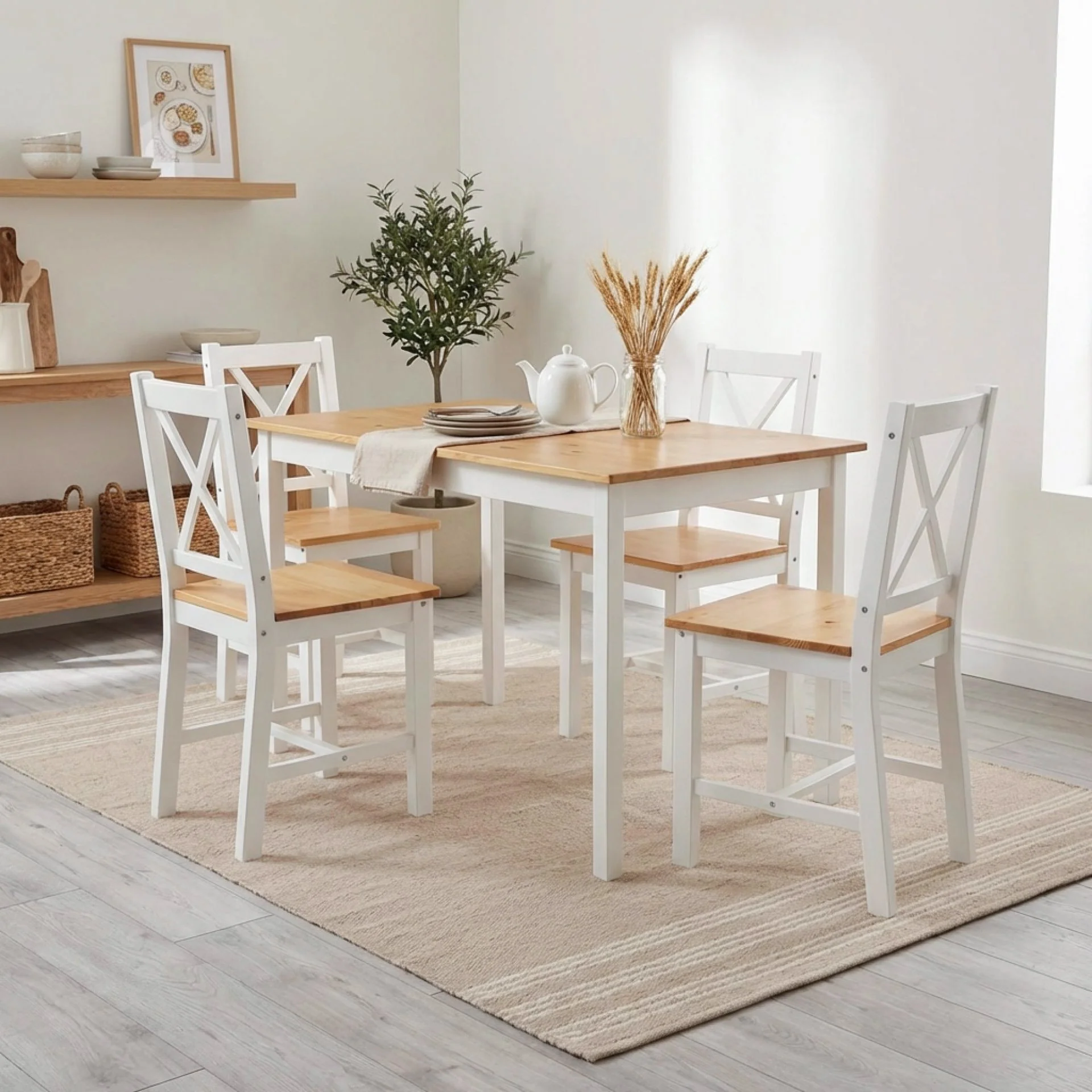 Palomo 5 Piece Dining Set - White - Image 3