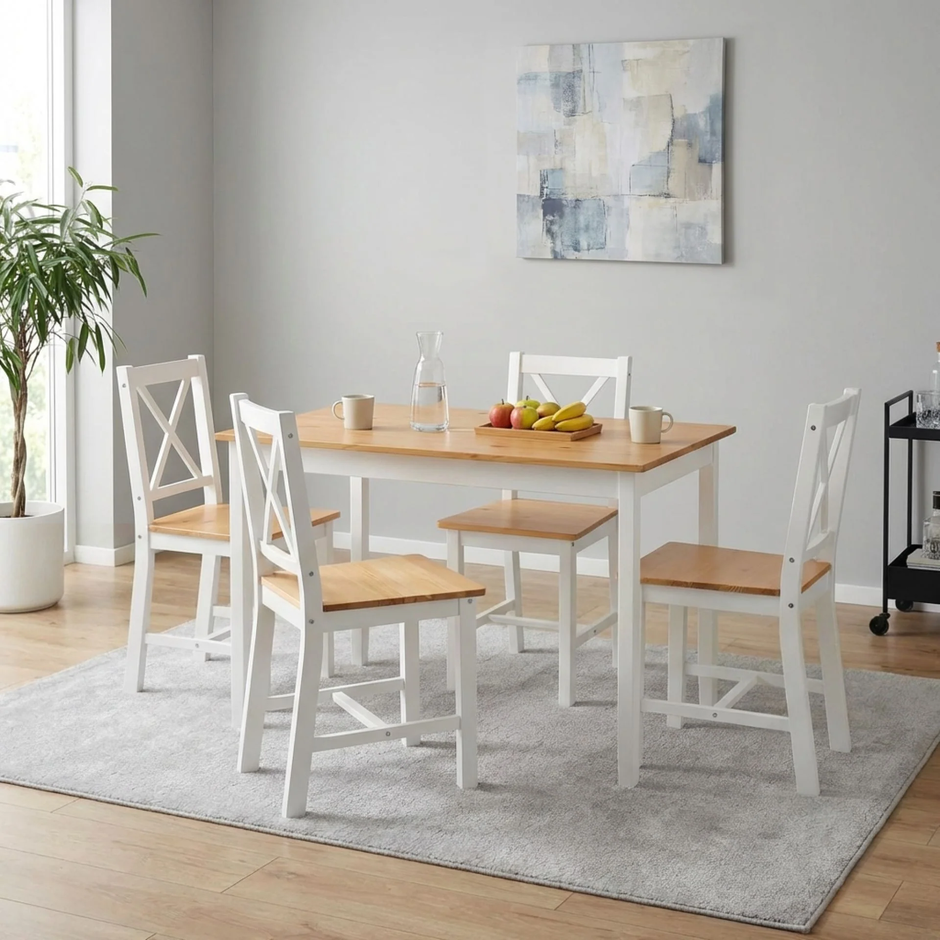 Palomo 5 Piece Dining Set - White - Image 4