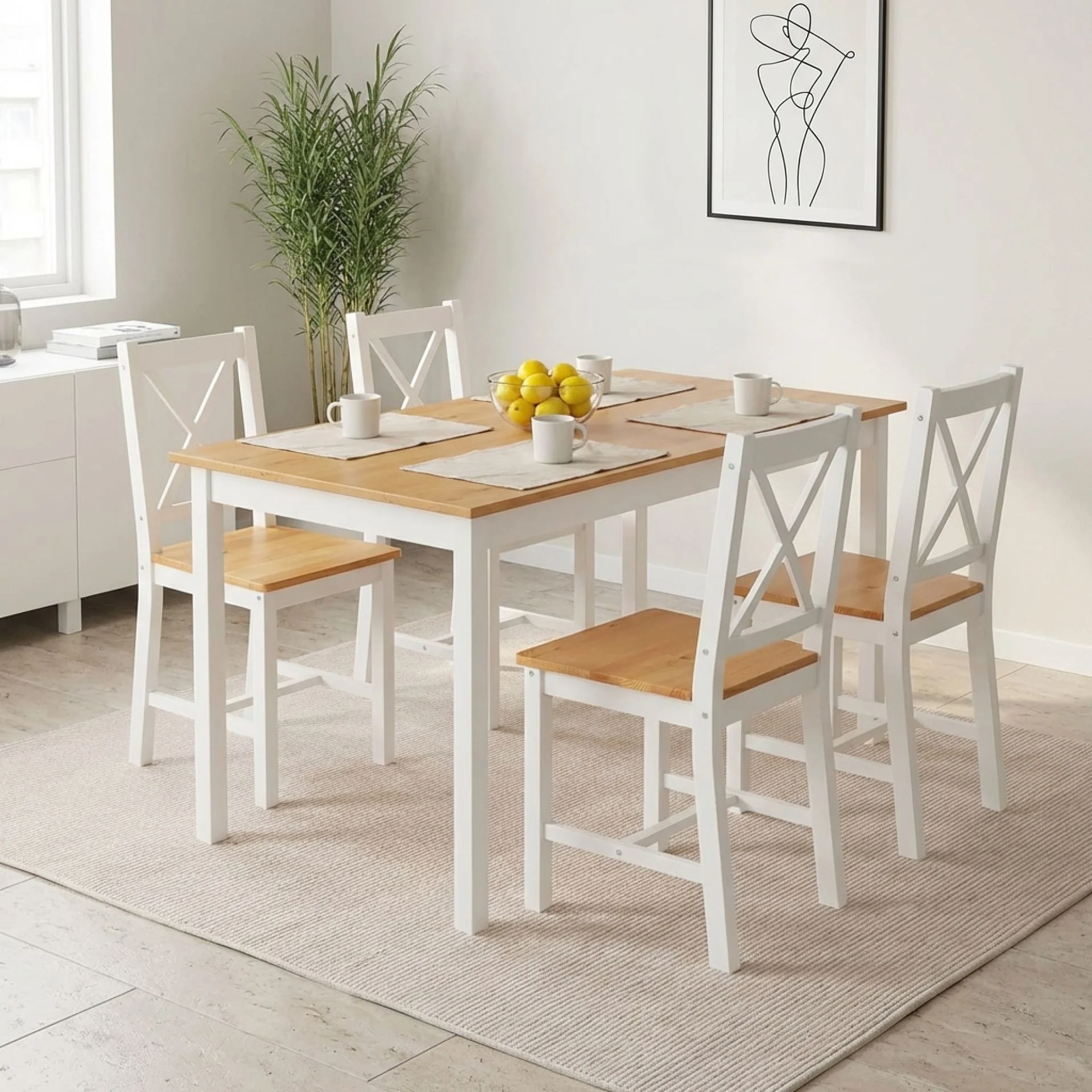 Palomo 5 Piece Dining Set - White - Image 5