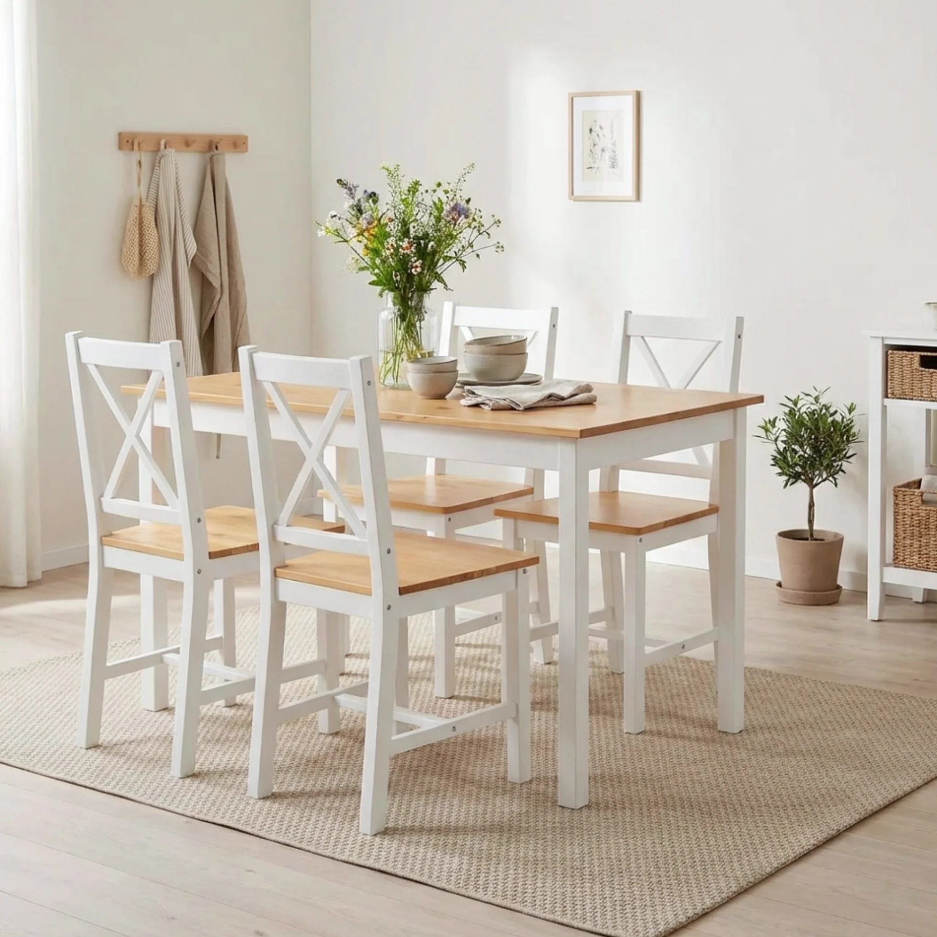 Palomo 5 Piece Dining Set - White - Image 6