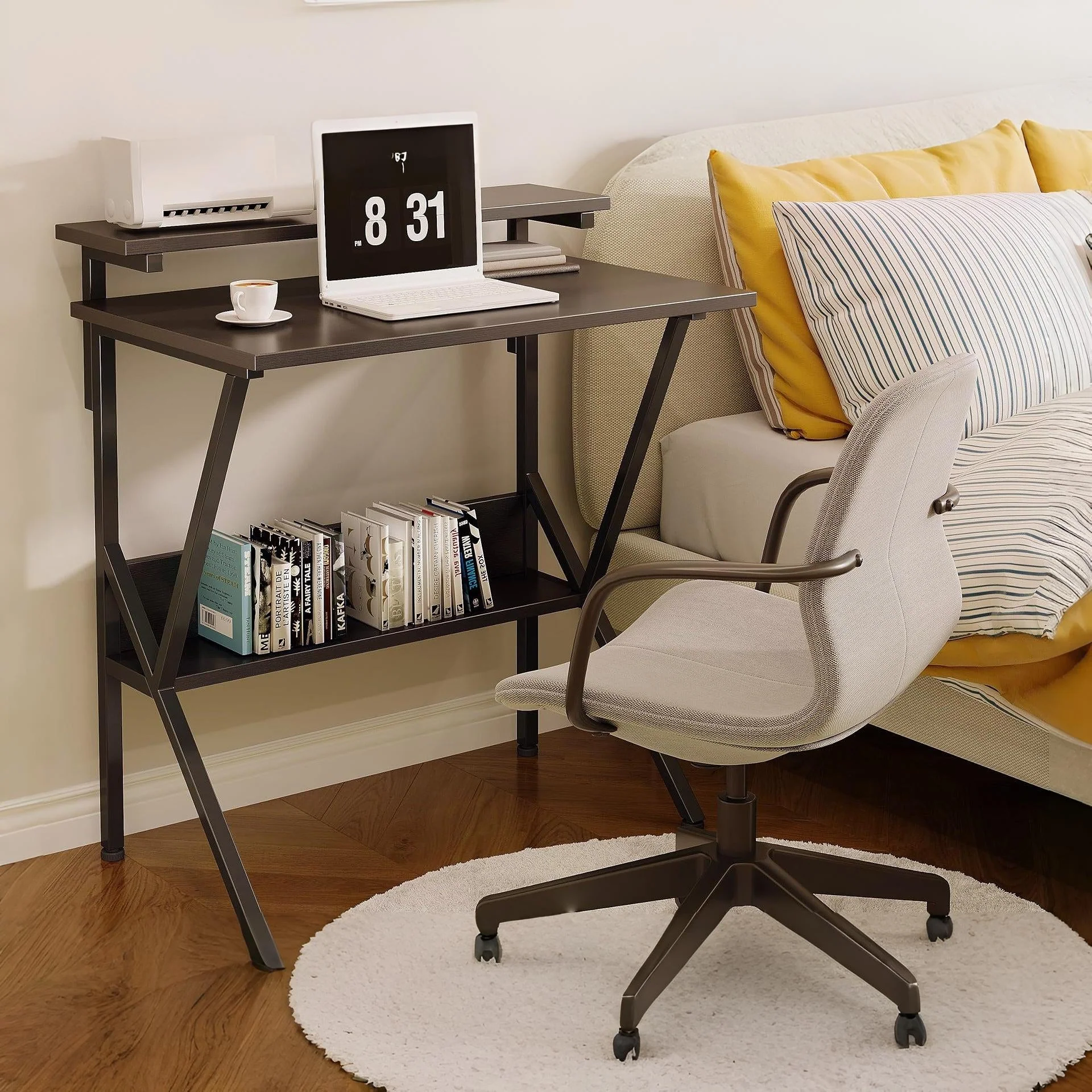 Parker Computer Desk with Adjustable Monitor Stand - Black