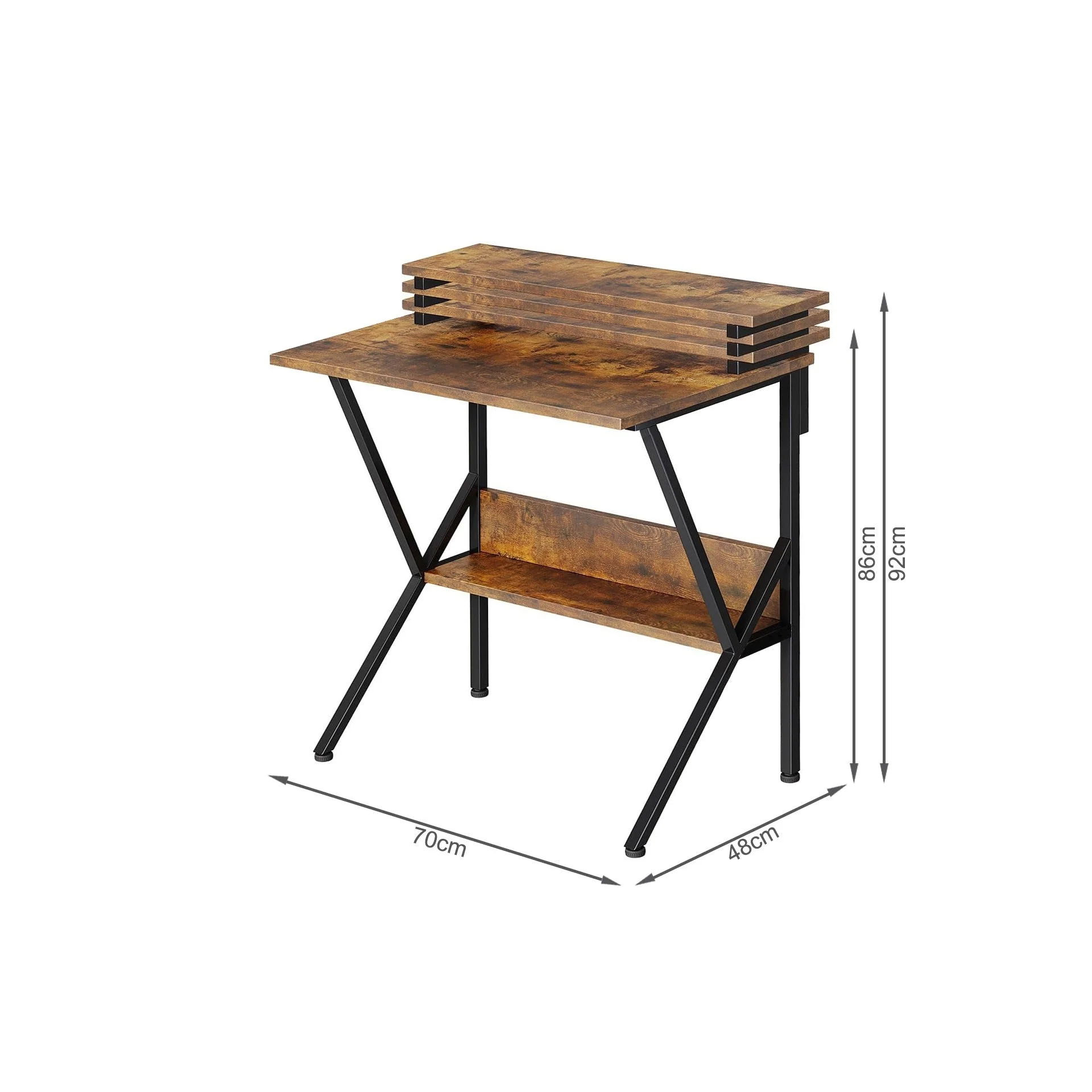 Parker Computer Desk with Adjustable Monitor Stand - Rustic Brown - Image 6