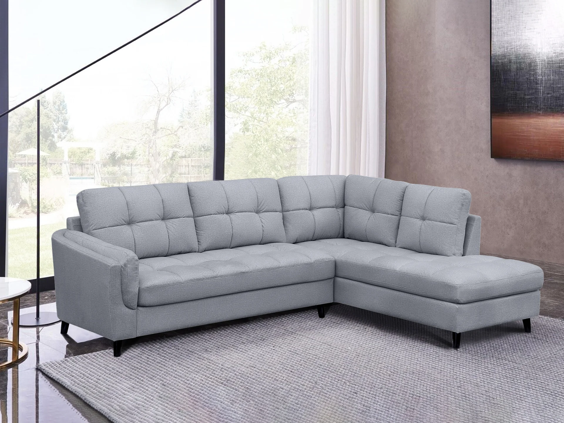 Parkham Corner Sofa - Light Grey - Image 2