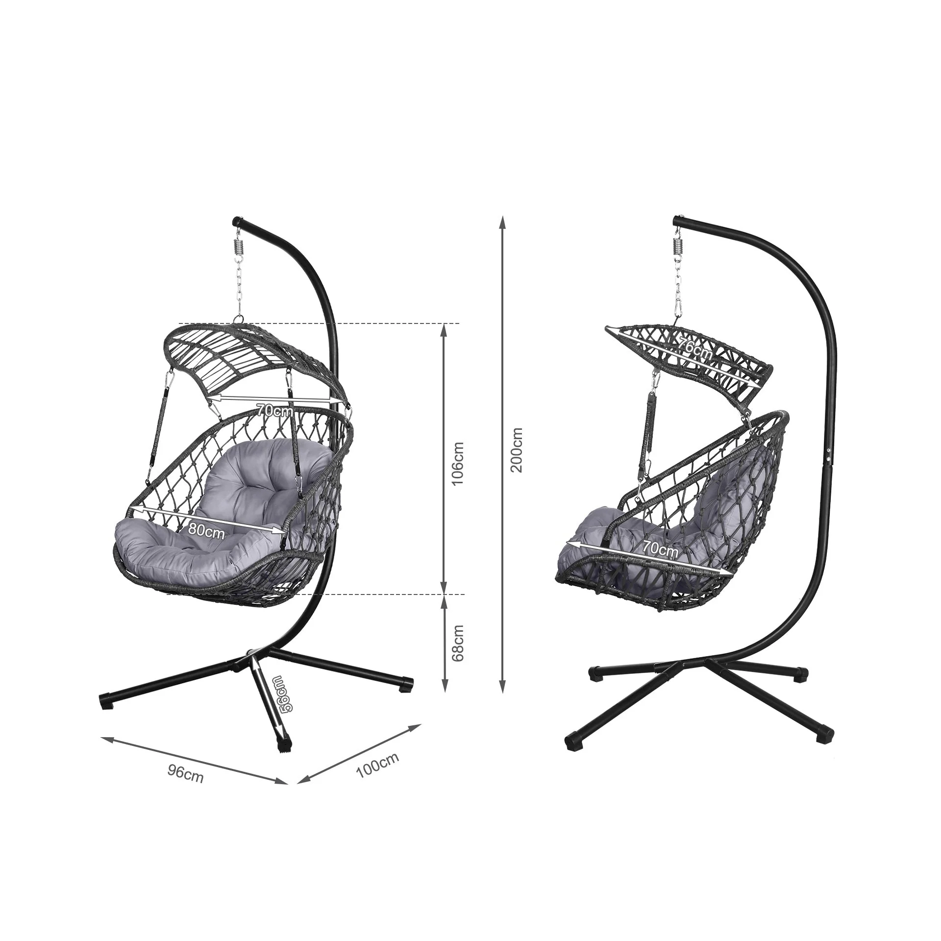 Paxos Outdoor Hanging Egg Chair - Grey - Image 6