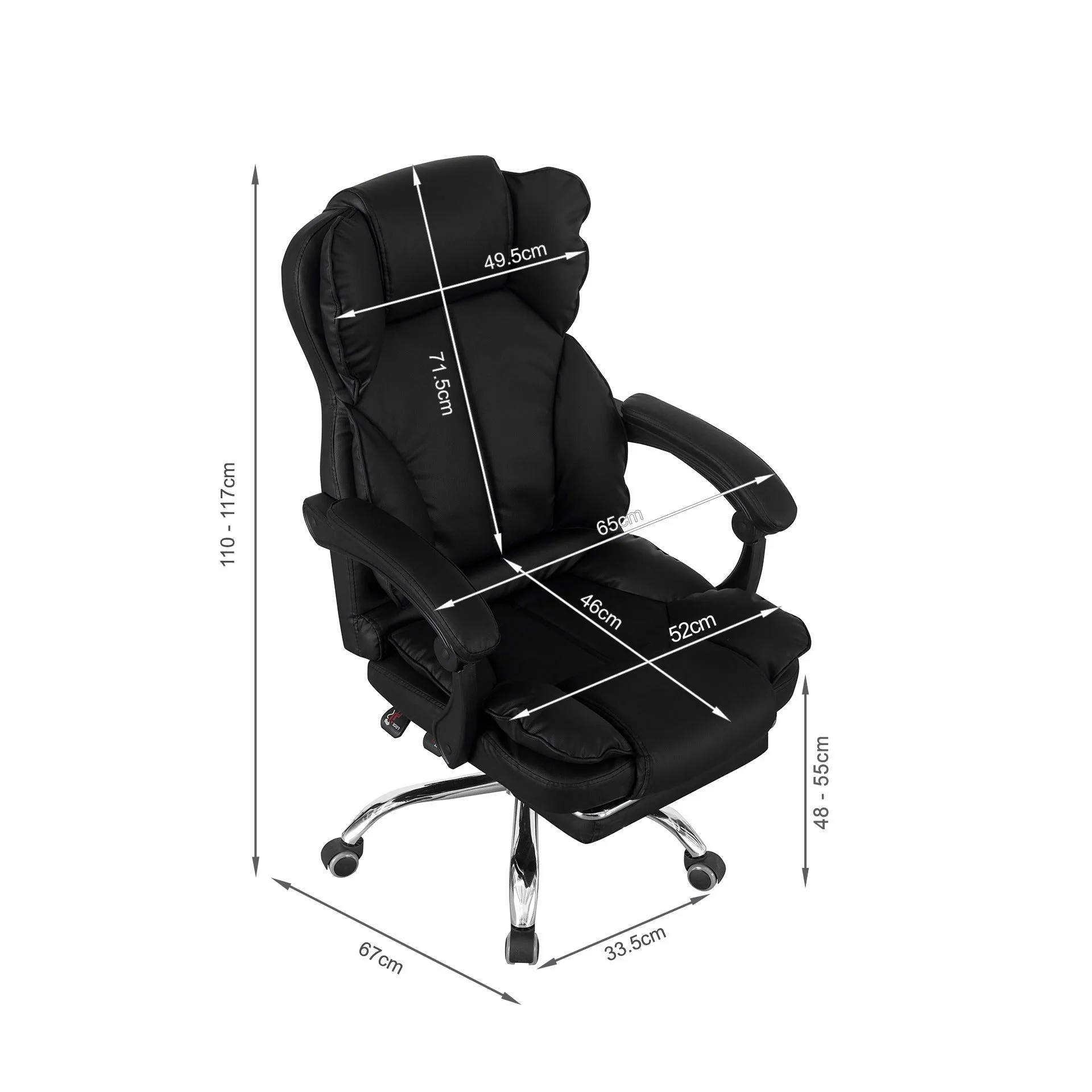 Paxton Office Chair with Footrest - Black - Image 17