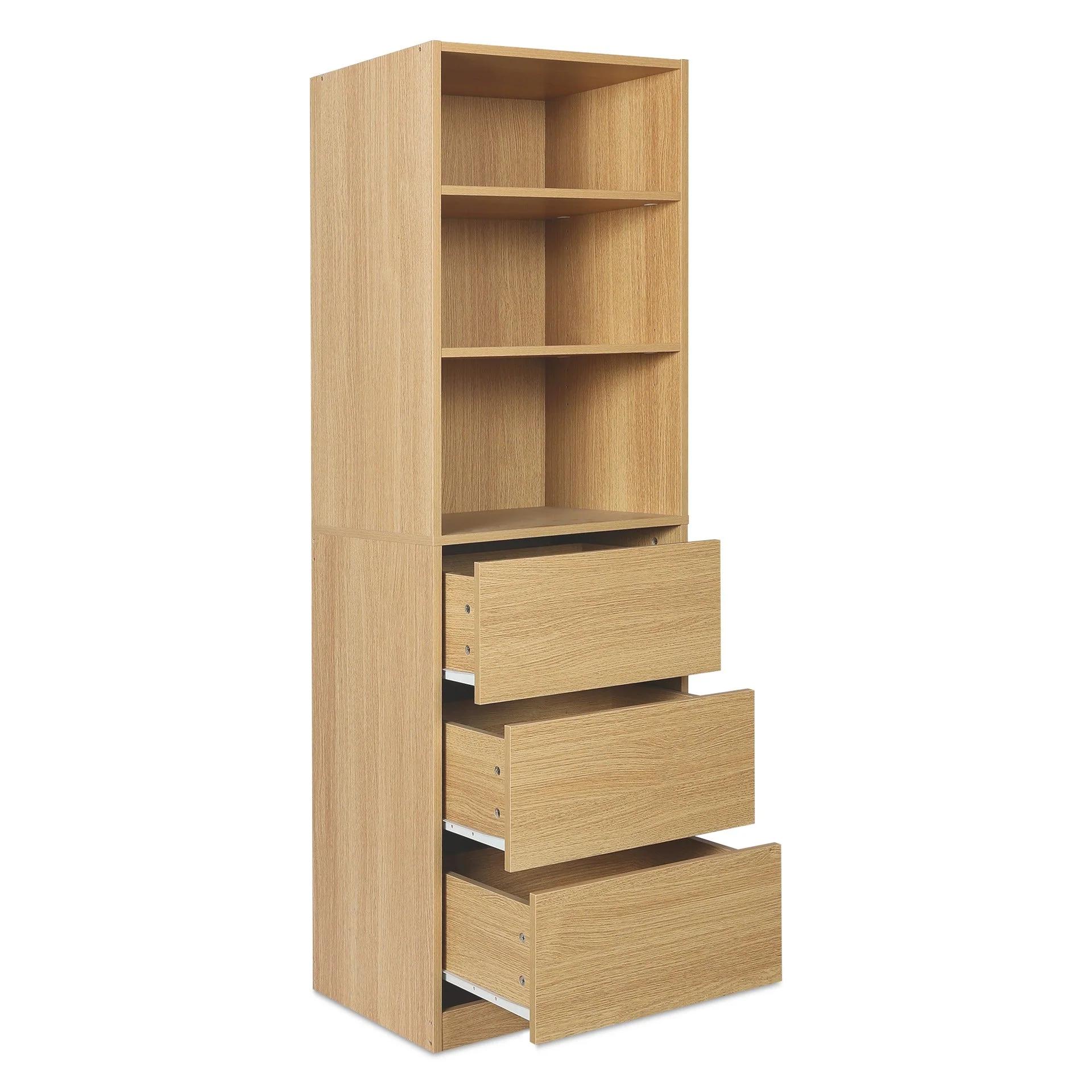 Payette 3 Drawer & Shelf Wardrobe - Oak - Image 7