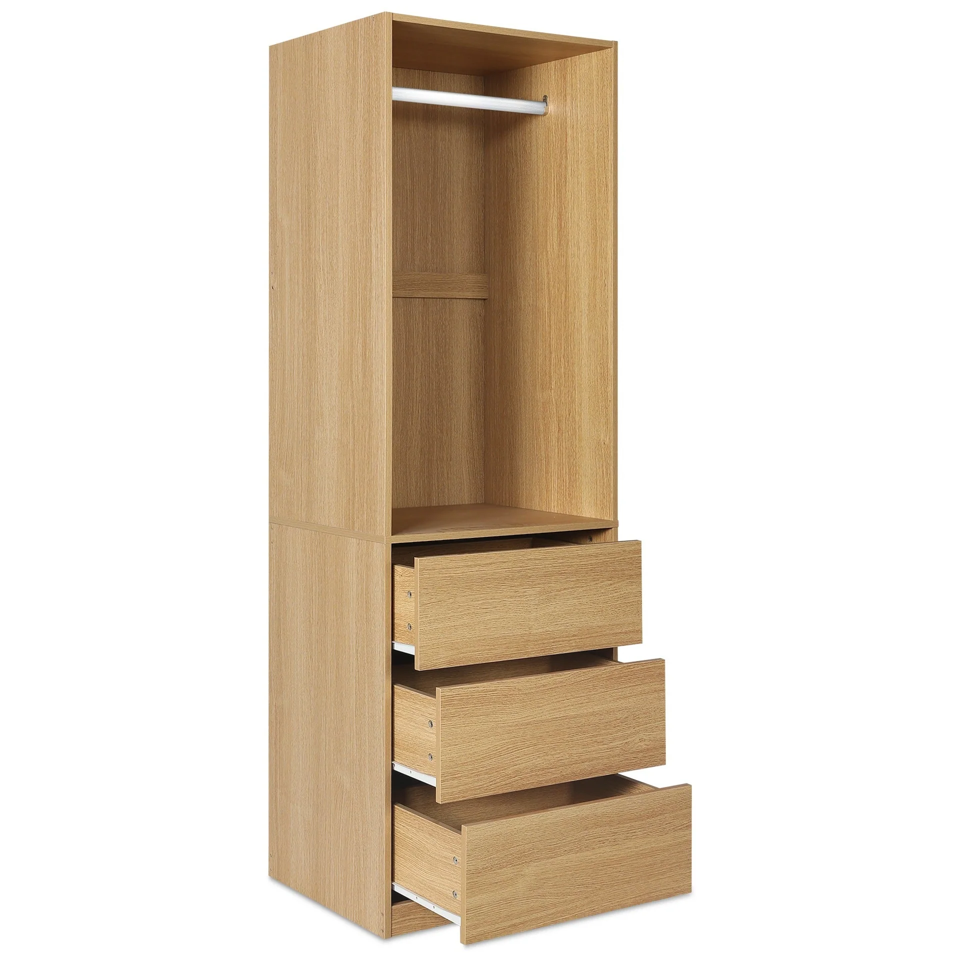 Payette 3 Drawer Wardrobe - Oak - Image 8