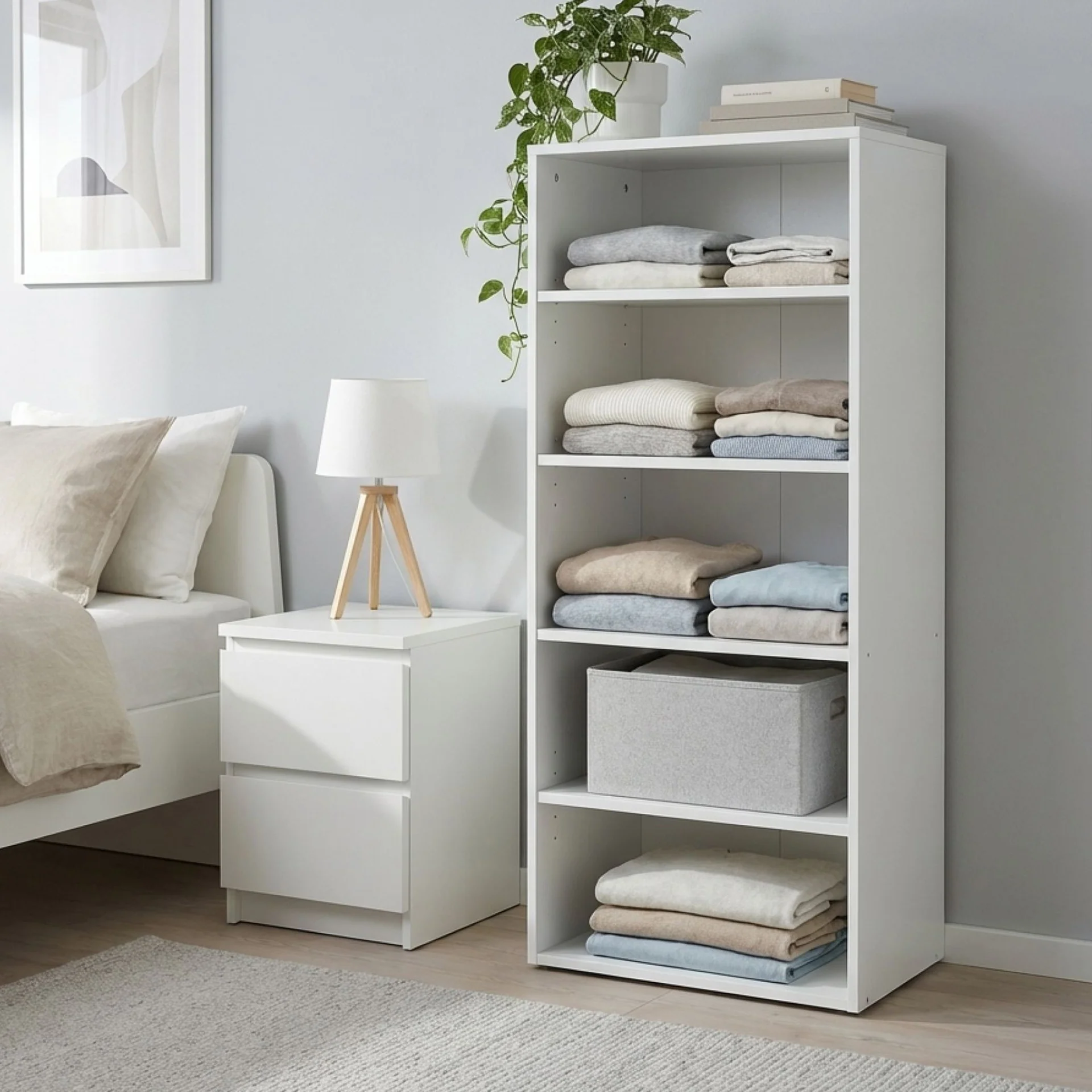 Payette 5 Shelf Wardrobe - White - Image 2