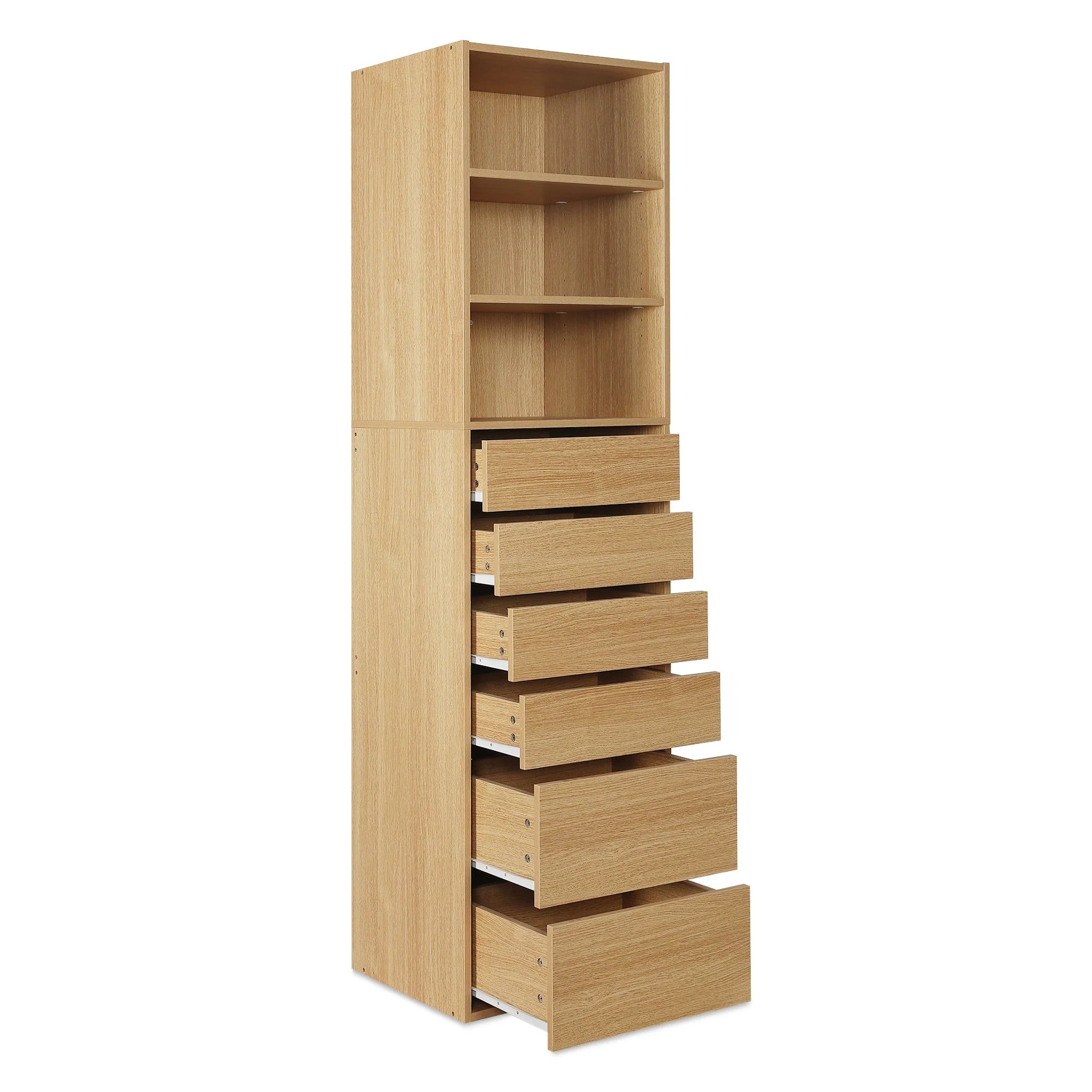 Payette 6 Drawer & 3 Shelf Wardrobe - Oak - Image 7