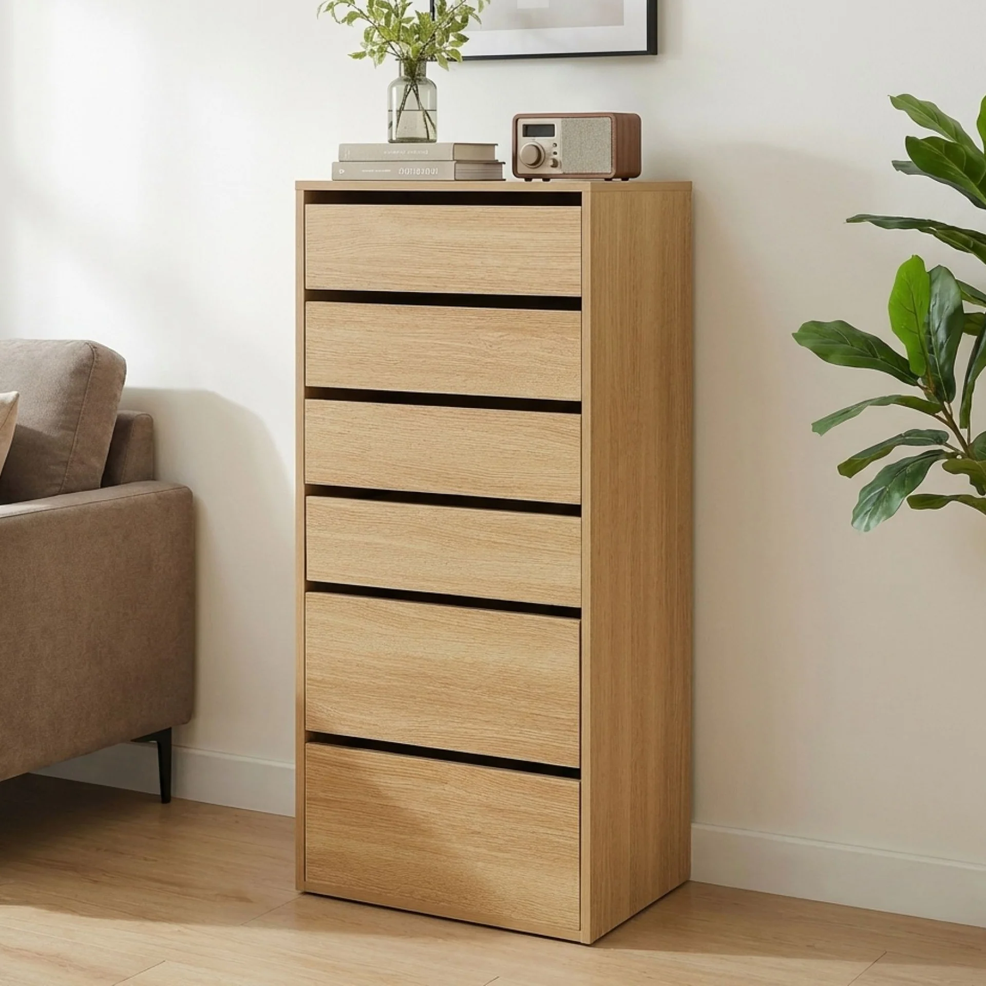 Payette 6 Drawer Wardrobe - Oak - Image 5