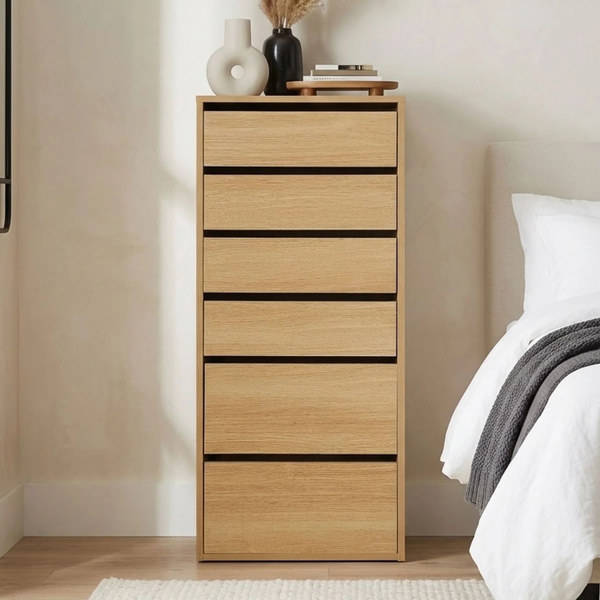 Payette 6 Drawer Wardrobe - Oak - Image 6