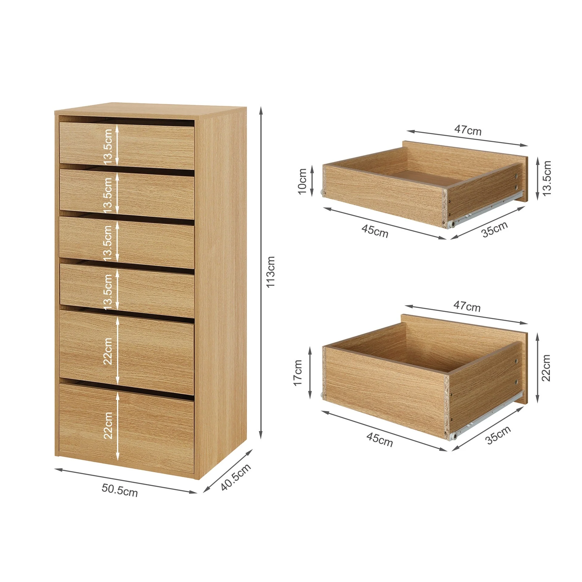 Payette 6 Drawer Wardrobe - Oak - Image 9