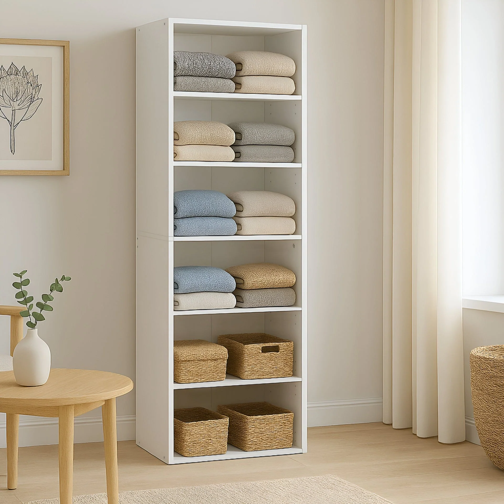 Payette 6 Shelf Wardrobe - WHITE