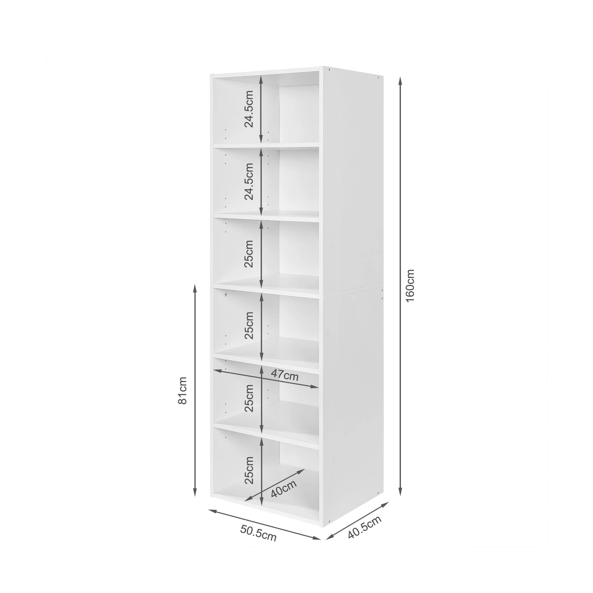 Payette 6 Shelf Wardrobe - WHITE - Image 5