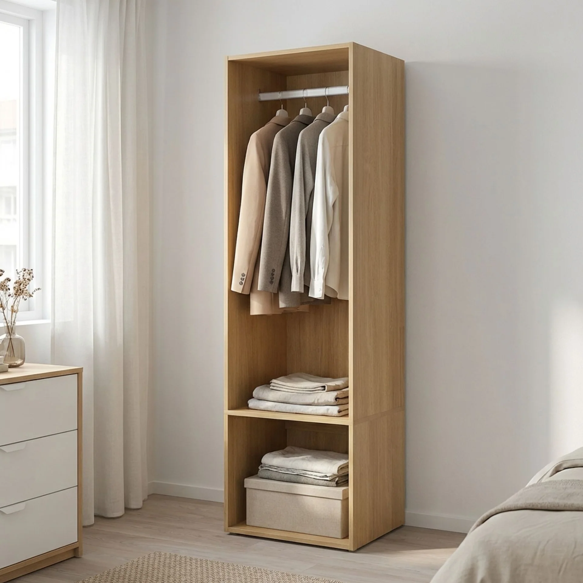 Payette Open Wardrobe - Oak - Image 3